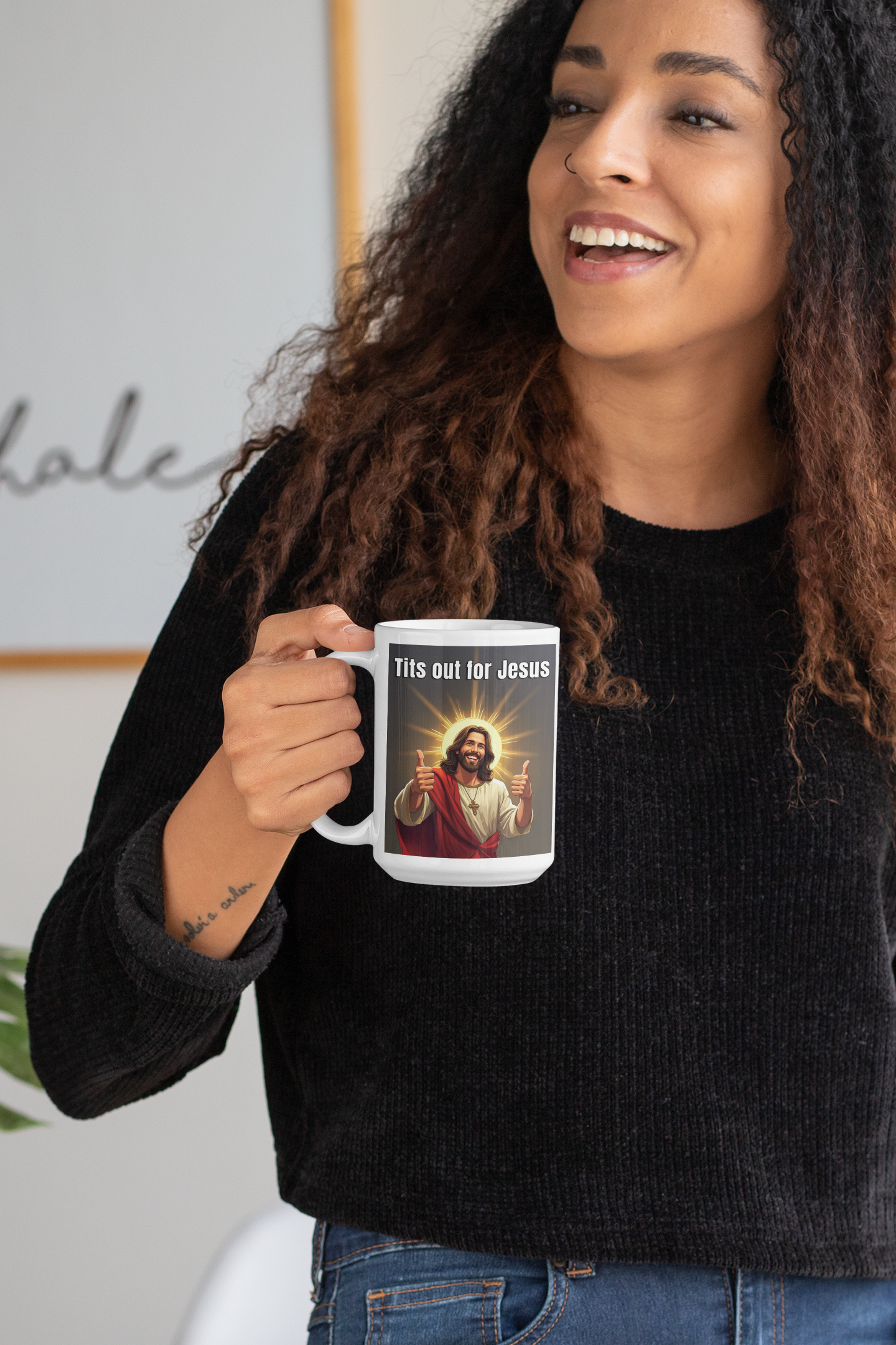 Tits out for Jesus mug 2 All Caffeine catholic Christian gift Christmas gift Coffee Time FB gift for mom gift for wife Java jesus jesus meme Mocha religion religious gift stocking stuffer