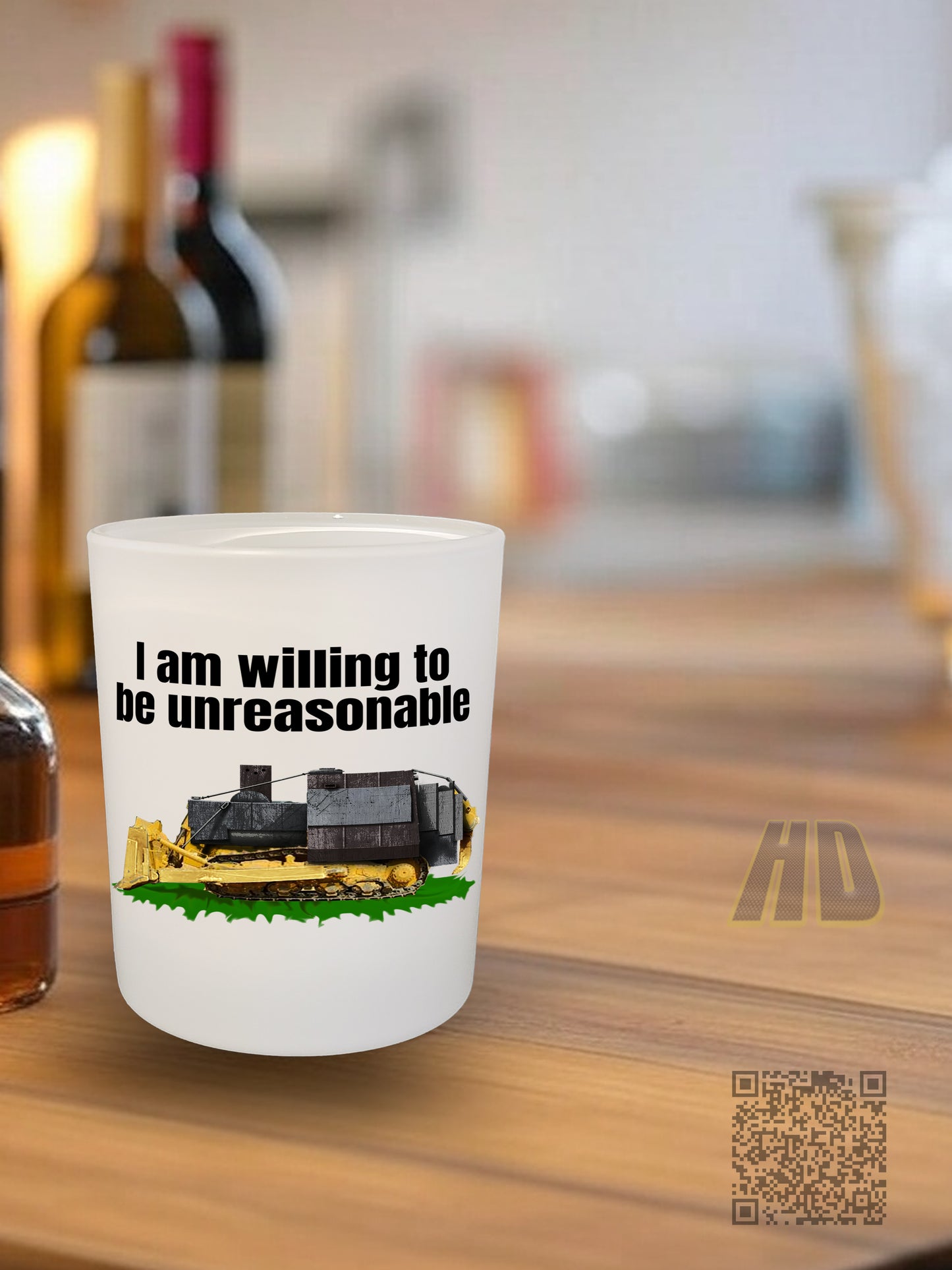 I am willing to be unreasonable 10.25 ounce rock glass All FB