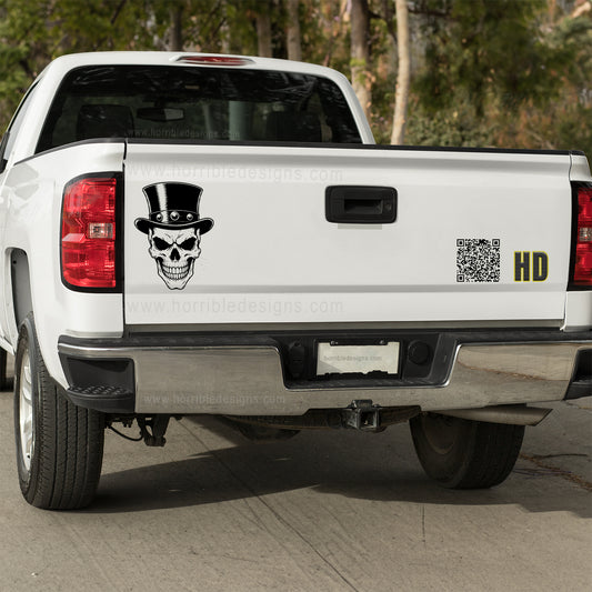 Grin of the Damned Vinyl decal All Decals for cars Decals for Trucks FB Horror liberty minivan sticker Ron Paul skull SLash SUV decals Top Hat truck decals window decal car Window decals window decor