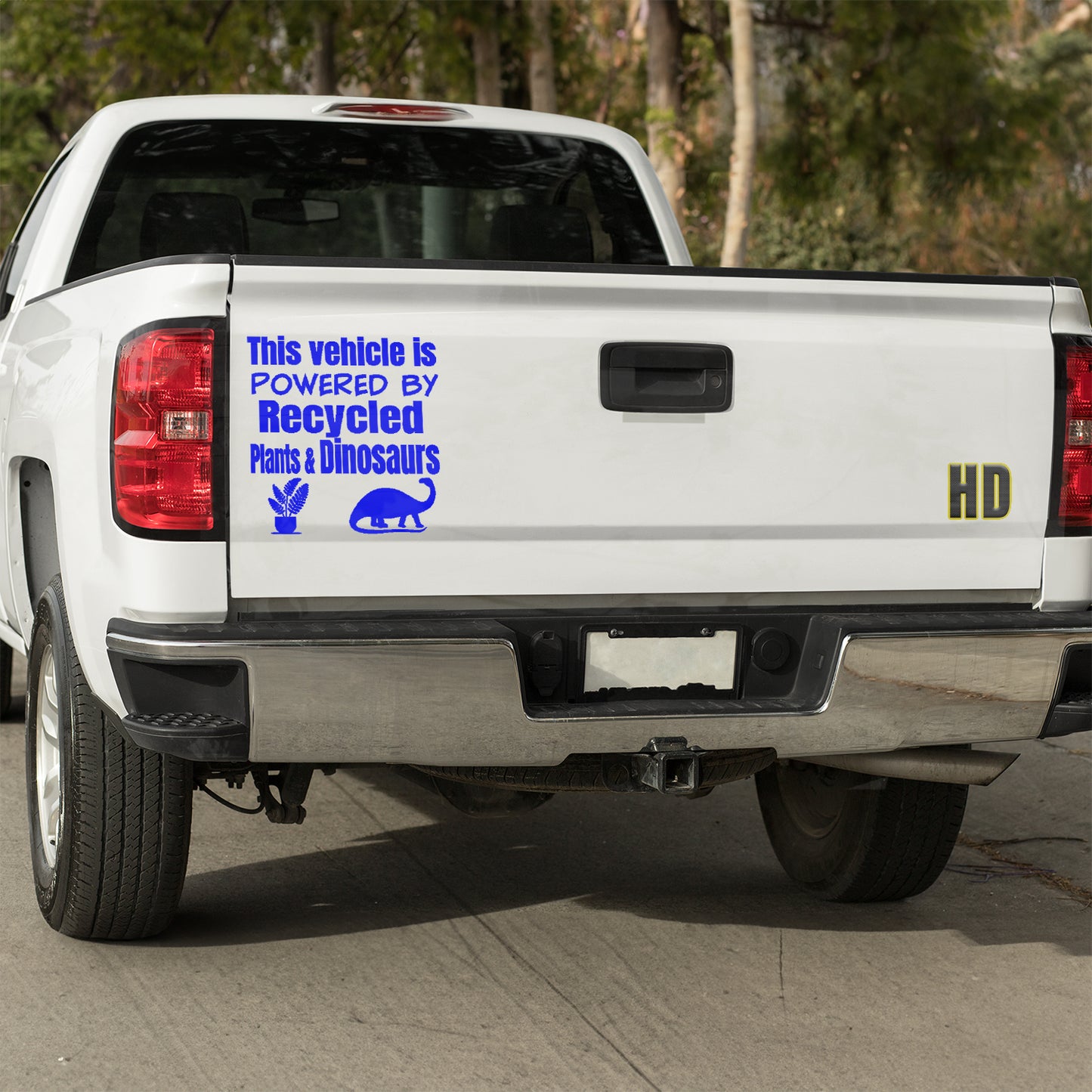 This vehicle is powered by recycled plants and dinosaurs Vinyl decal All Anti-EV decal stickers Decals for cars Decals for Trucks decals for tumblers dinosaur dinosaurs EV FB Green vehicle minivan sticker recycle SUV decals tesla truck decals window decal car Window decals window decor