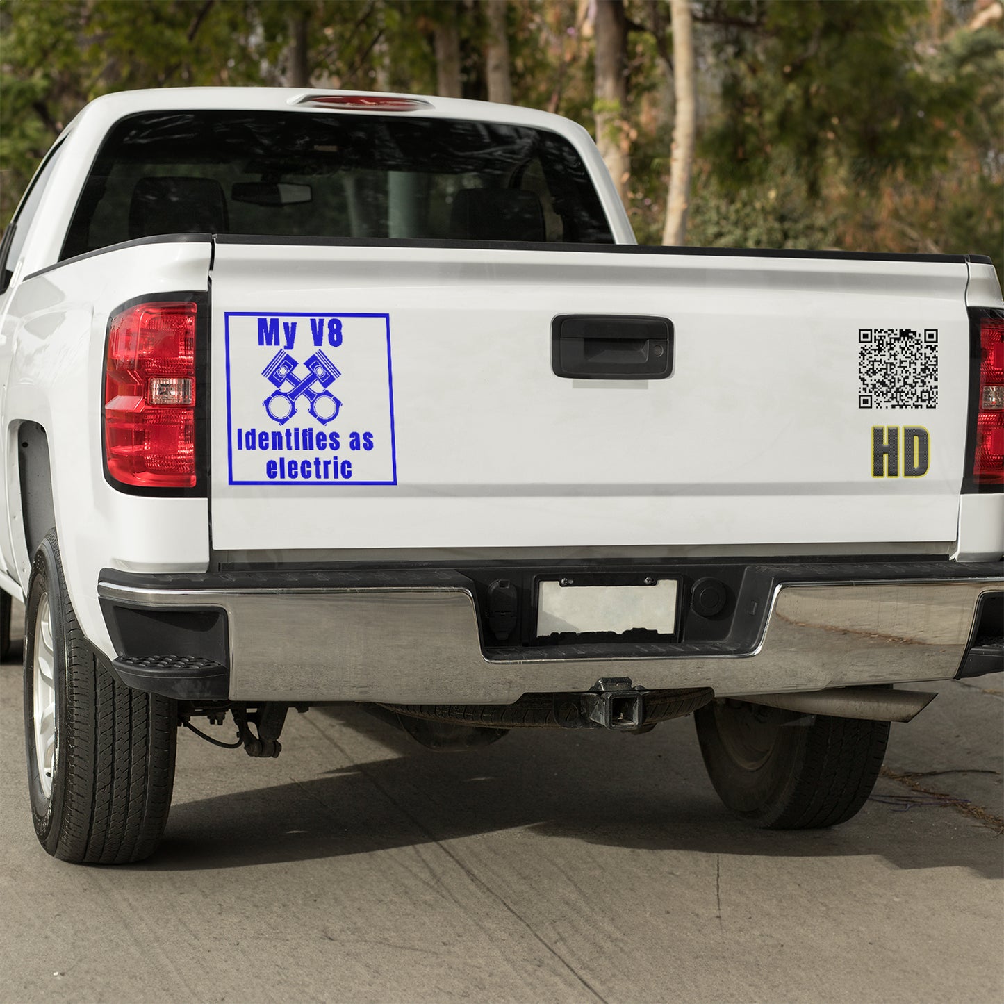 My V8 identifies as electric Vinyl decal All Anti-EV decal stickers Decals for cars Decals for Trucks EV FB minivan sticker SUV decals tesla truck decals window decal car Window decals window decor