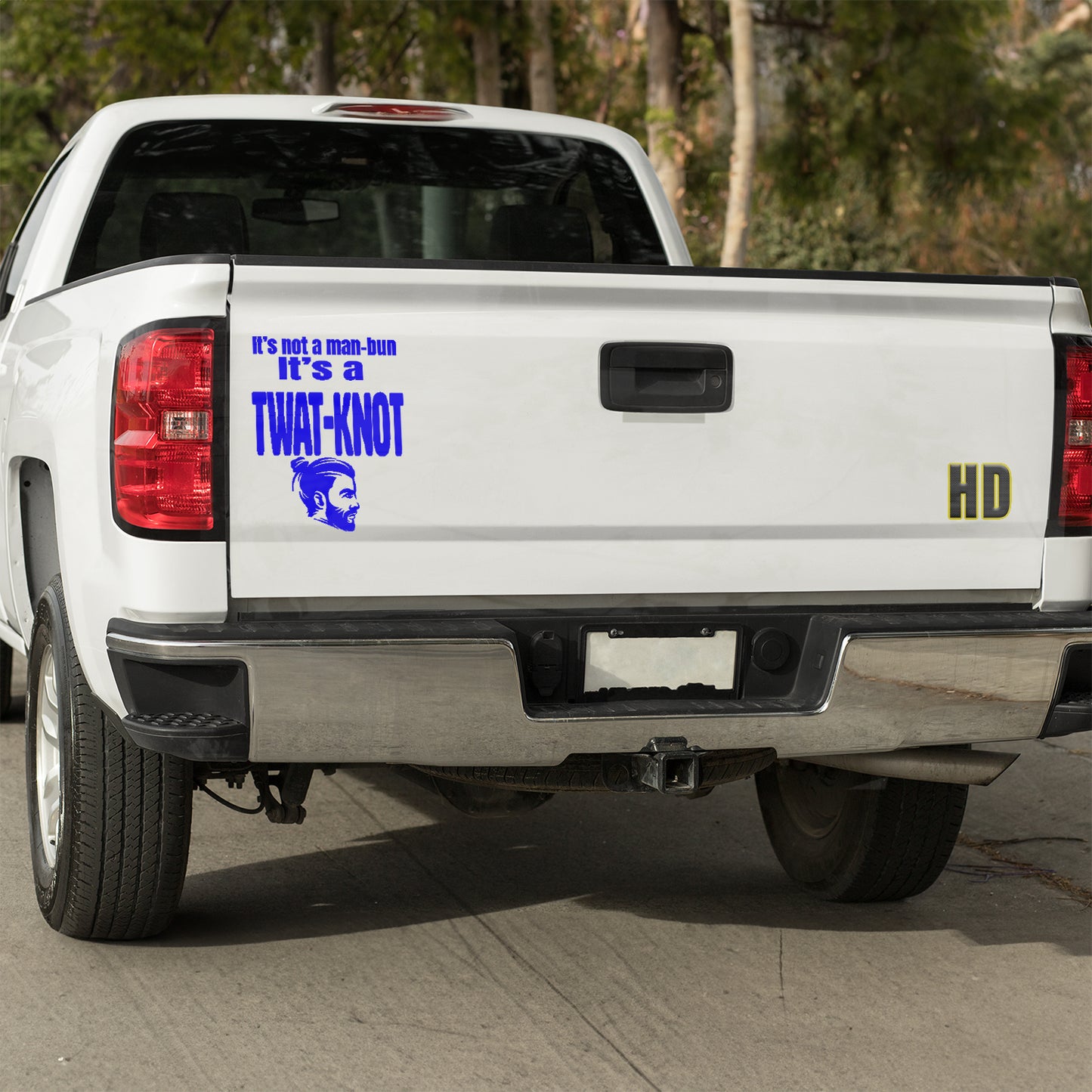 It's not a man-bun it's a twat-knot vinyl decal All decal stickers Decals for cars Decals for Trucks decals for tumblers FB man-bun manbun SUV decals truck decals twat twat-knot window decal car Window decals window decor