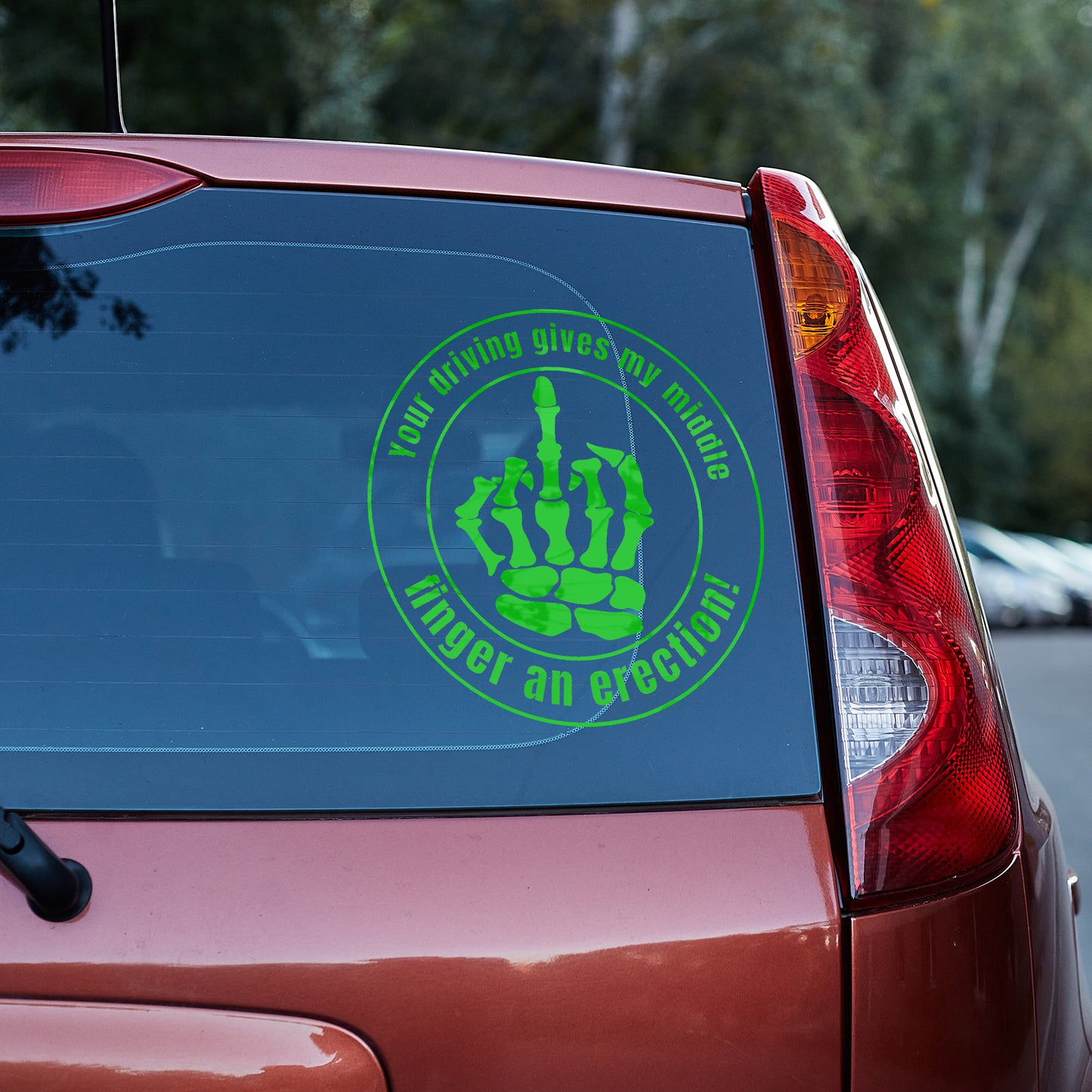 Your driving gives my middle finger an erection Vinyl decal All boner decal stickers Decals for cars Decals for Trucks FB minivan sticker Skeleton skelleton SUV decals truck decals window decal car Window decals window decor