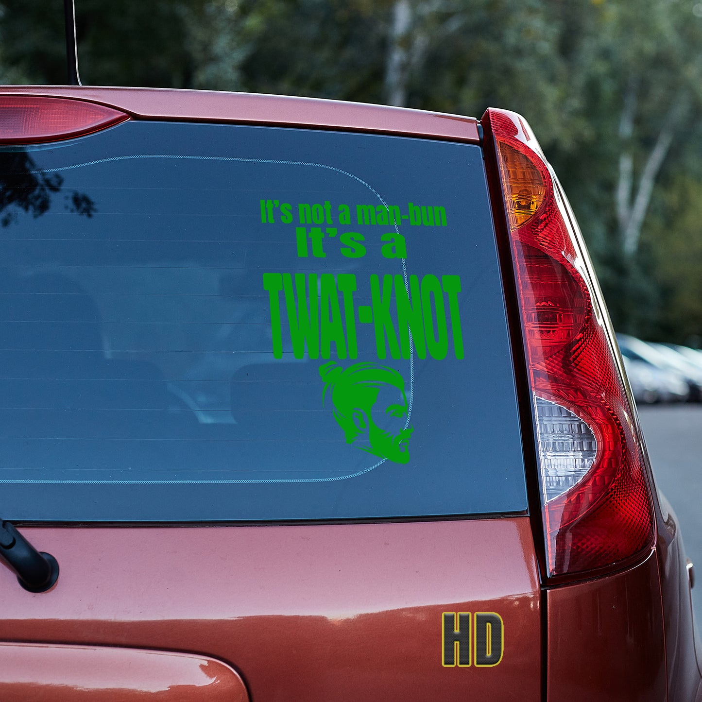 It's not a man-bun it's a twat-knot vinyl decal All decal stickers Decals for cars Decals for Trucks decals for tumblers FB man-bun manbun SUV decals truck decals twat twat-knot window decal car Window decals window decor