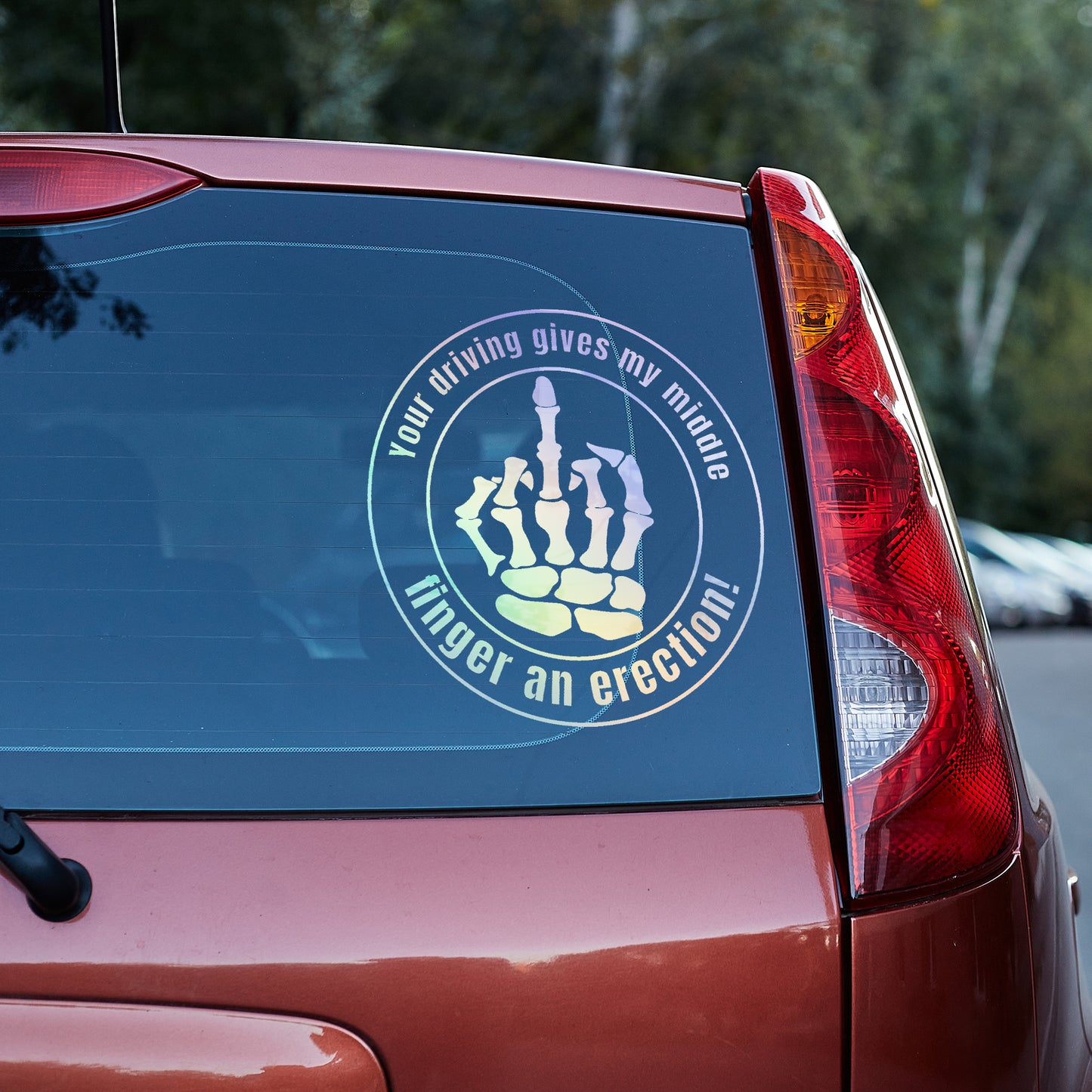 Your driving gives my middle finger an erection Vinyl decal All boner decal stickers Decals for cars Decals for Trucks FB minivan sticker Skeleton skelleton SUV decals truck decals window decal car Window decals window decor