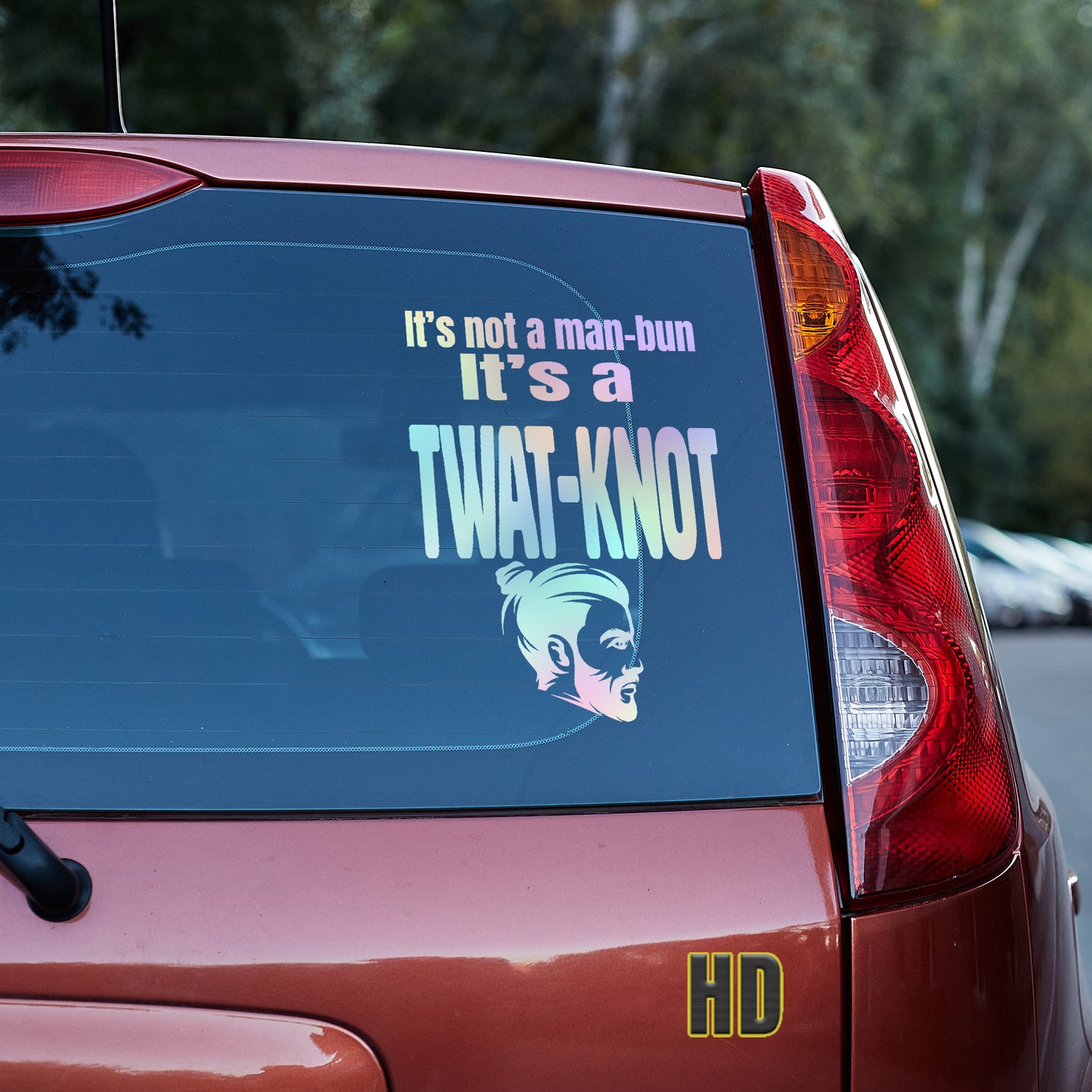 It's not a man-bun it's a twat-knot vinyl decal All decal stickers Decals for cars Decals for Trucks decals for tumblers FB man-bun manbun SUV decals truck decals twat twat-knot window decal car Window decals window decor