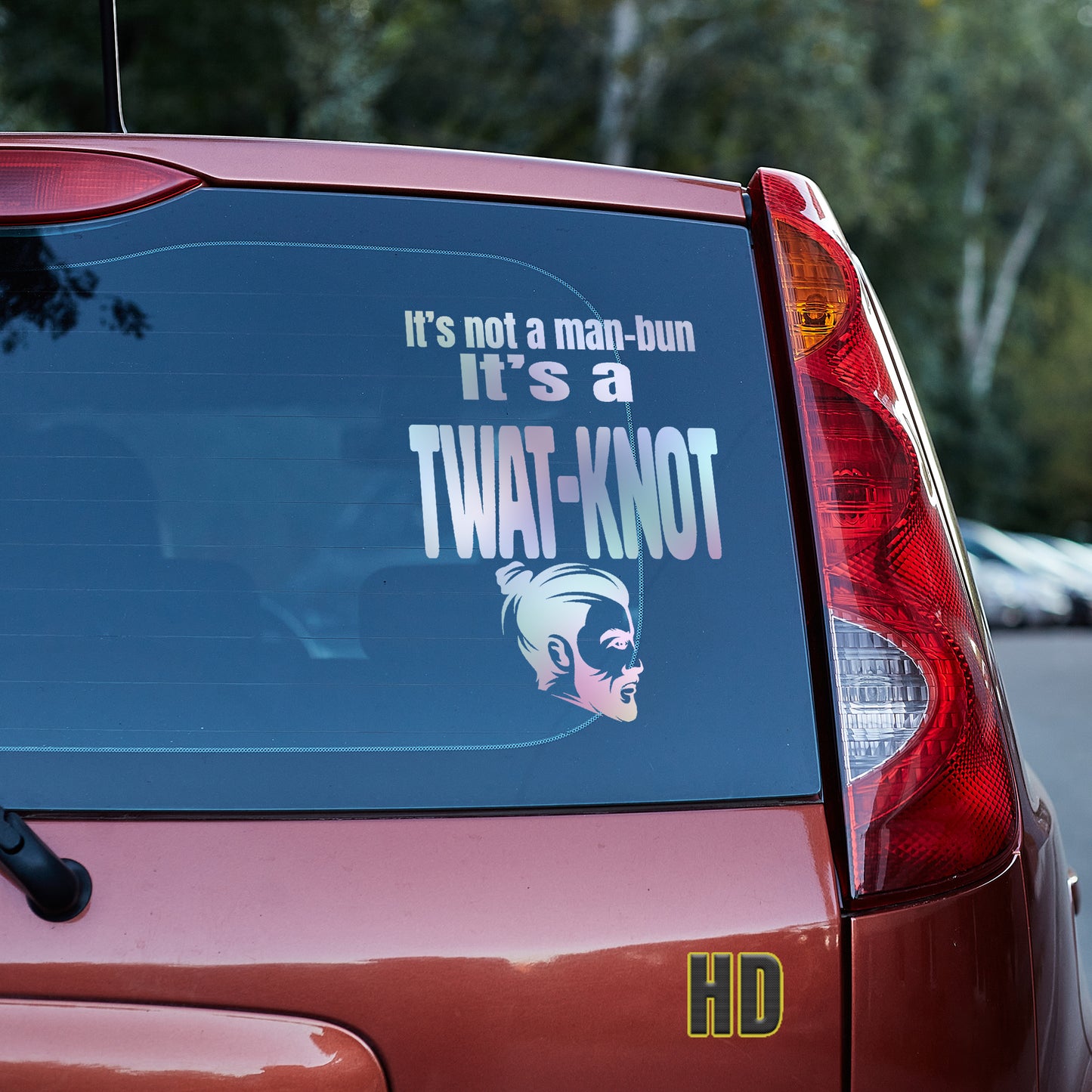 It's not a man-bun it's a twat-knot vinyl decal All decal stickers Decals for cars Decals for Trucks decals for tumblers FB man-bun manbun SUV decals truck decals twat twat-knot window decal car Window decals window decor