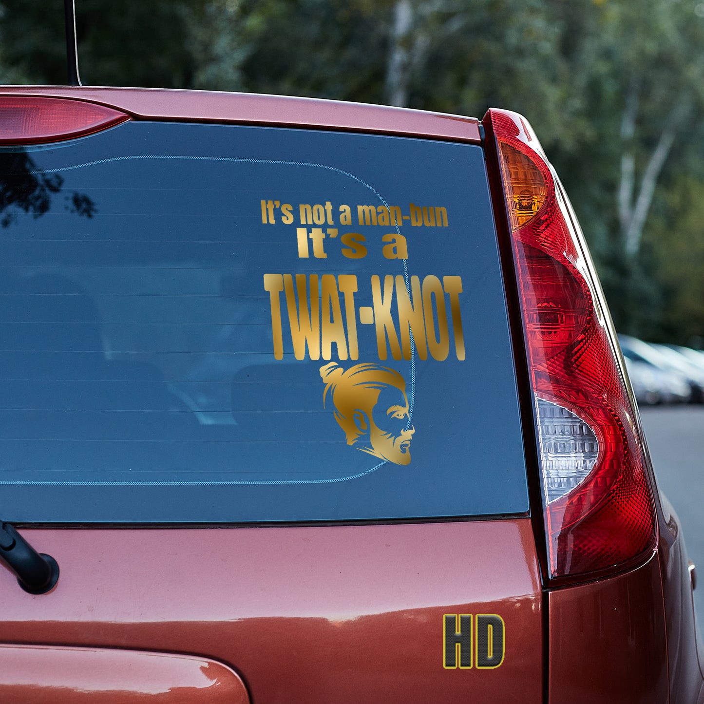 It's not a man-bun it's a twat-knot vinyl decal All decal stickers Decals for cars Decals for Trucks decals for tumblers FB man-bun manbun SUV decals truck decals twat twat-knot window decal car Window decals window decor
