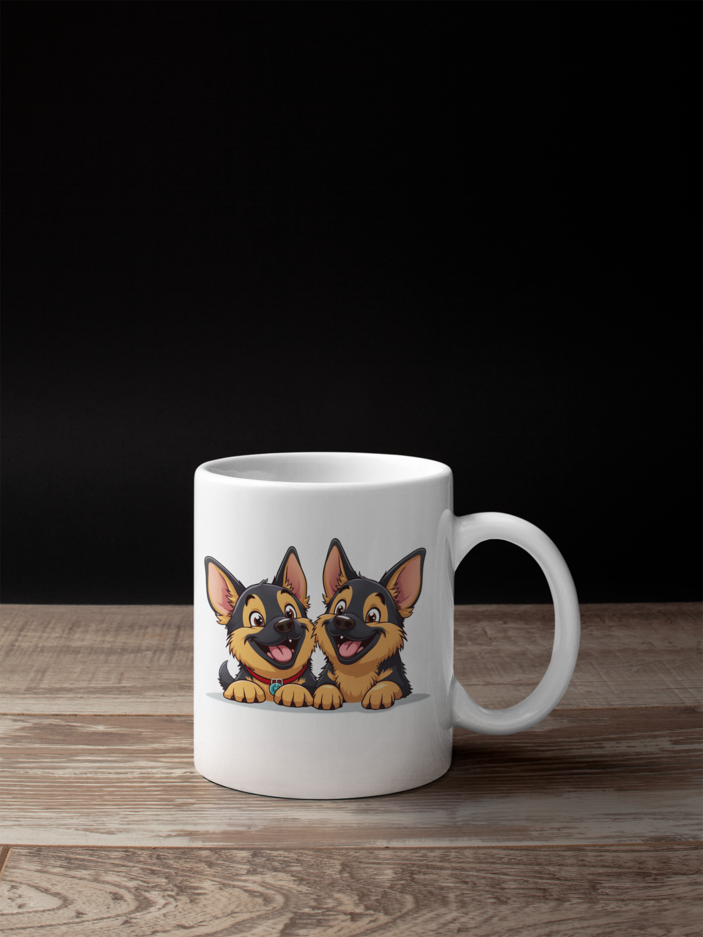 2 happy German Shepherd puppies mug All Caffeine Christmas gift Coffee Time Dog Dog Lover Dog Owner FB German Shepherd gift for mom gift for wife Java Mocha Police Dog Shepherd stocking stuffer