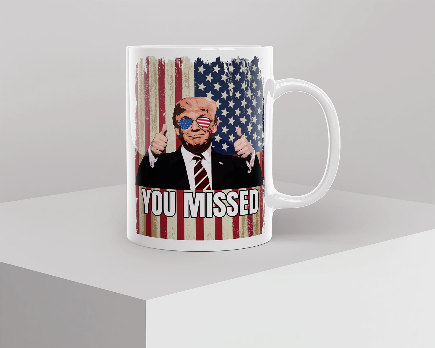 Trump you missed! White glossy mug Caffeine Coffee Time Java Mocha Trump Trump 2024