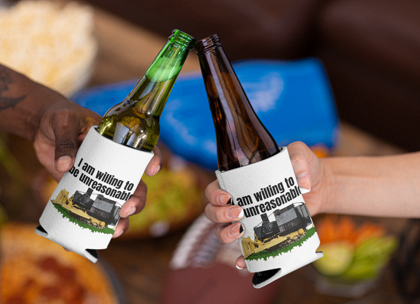 I am willing to be unreasonable Can Coozie All Christmas gift FB gift for dad gift for her gift for him gift for mom gift for wife kill dozer killdozer Koozie