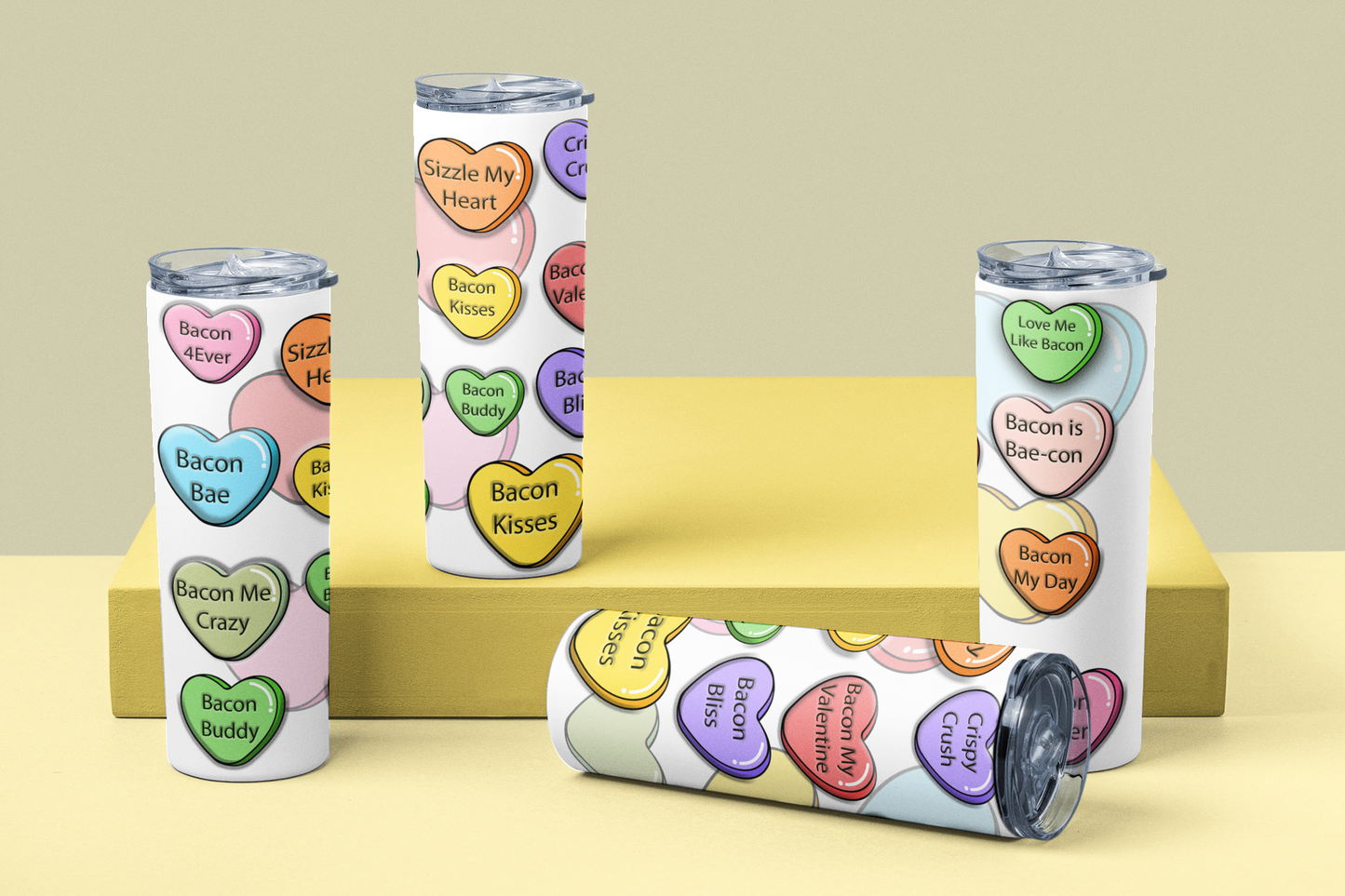 Bacon Lovers 20 ounce stainless steel double-wall vacuum insulation tumbler All bacon bacon lover bacon nation carnivore bacon Conversation heart coworker gift FB funny Funny Gifts funny mothers day gift for her Gift For Her Him mothers day gift stocking stuffer Valentines Day