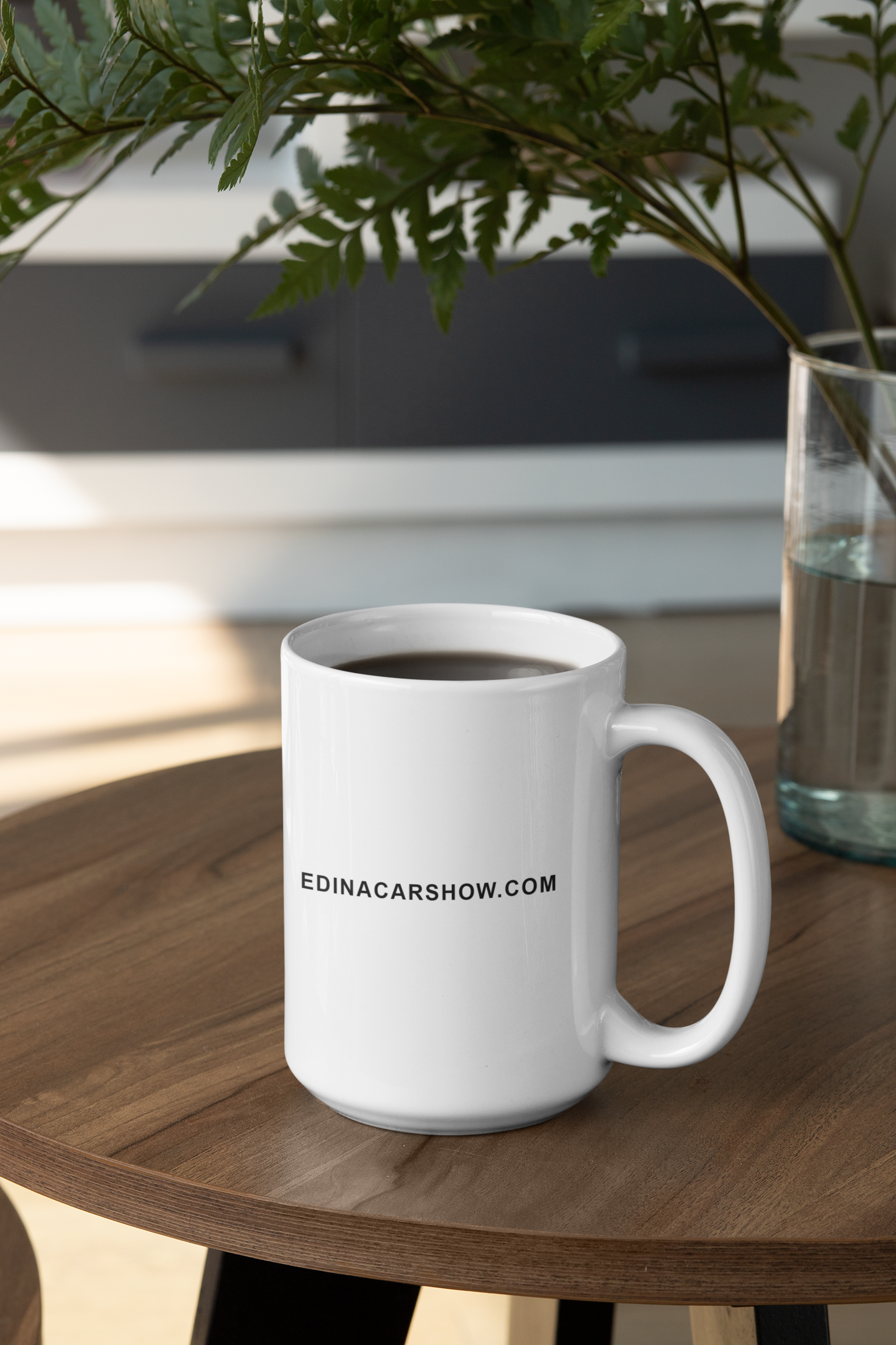 Edina Car Show White glossy mug All Caffeine Car Show Coffee Time Edina FB Java Mocha