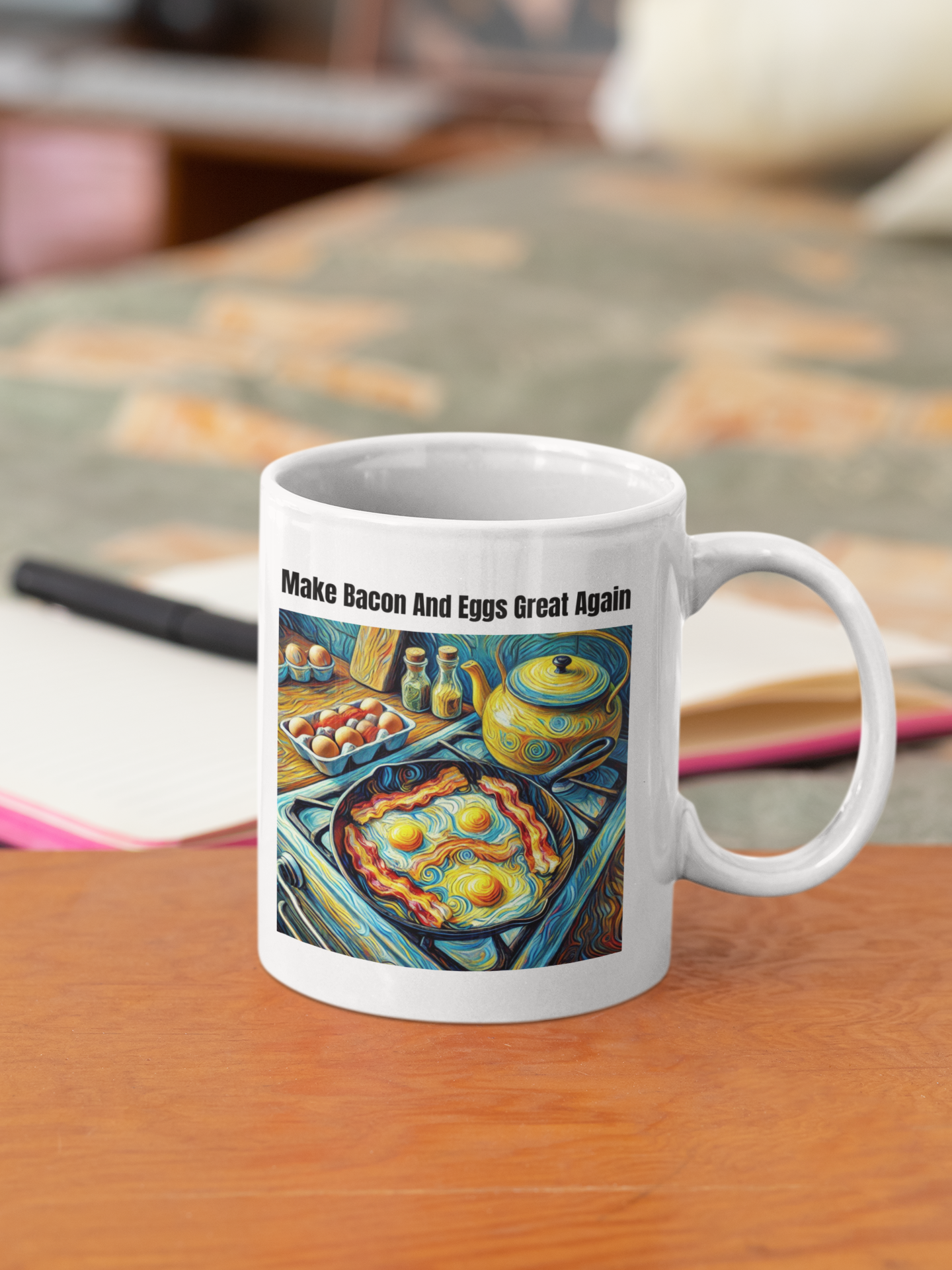 Make bacon and eggs great again white glossy mug All bacon bacon and coffeee Bacon and Eggs bacon awareness bacon nation Caffeine carnivore carnivore bacon Coffee Time Everything is better with bacon FB gift for mom gift for wife I Love Bacon Java Mocha stocking stuffer
