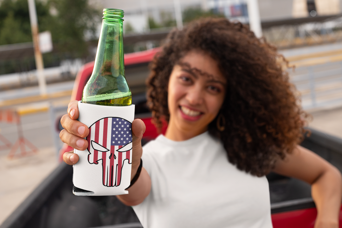 Patriotic skull Can / bottle Coozie All bottle cooler can cooler Christmas gift dads day gift FB gift for dad gift for grandpa gift for her gift for him gift for mom gift for sister gift for wife Koozie moms gift Unique gift