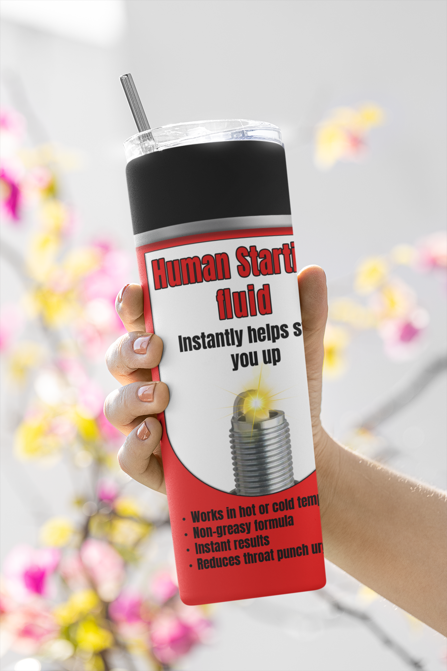 Human starting fluid 20 ounce stainless steel tumbler All coworker gift FB funny Funny Gifts funny mothers day gift for her Gift For Her Him mothers day gift stocking stuffer