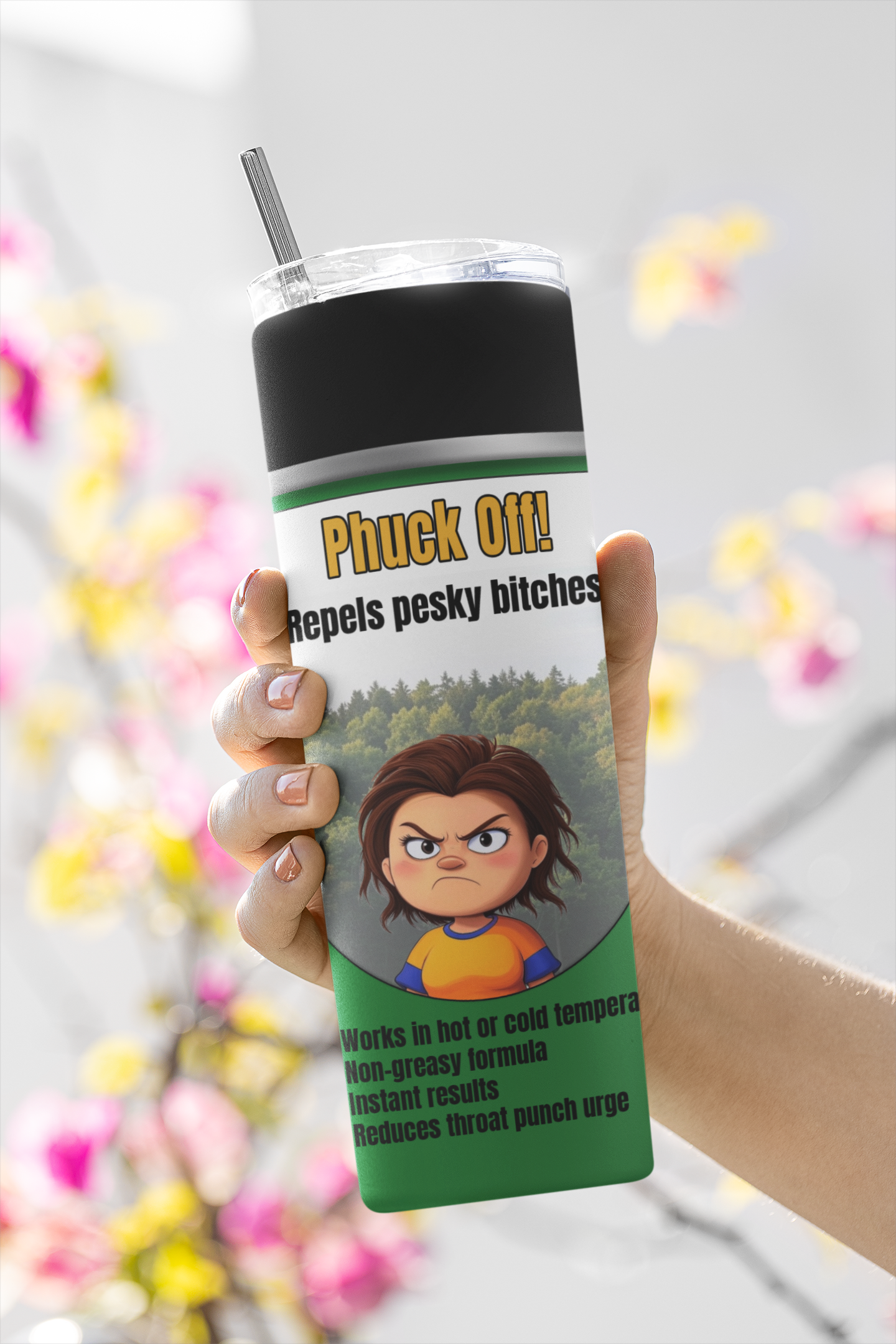 Phuck Off 20 ounce stainless steel double-wall vacuum insulation tumbler repels pesky bitches All bug spray coworker gift FB fuck off funny Funny Gifts funny mothers day gift for her Gift For Her Him mothers day gift Off spray stocking stuffer