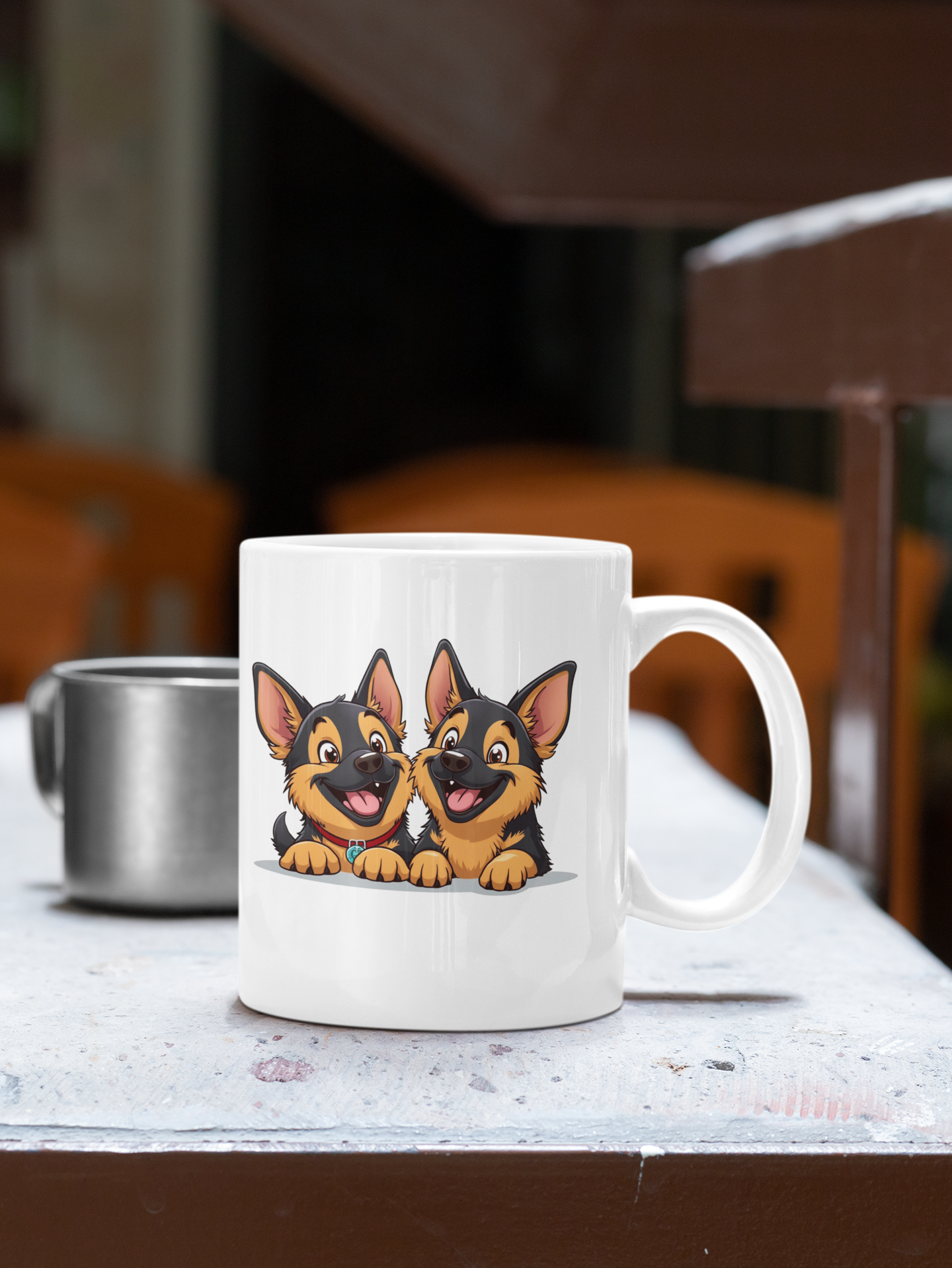 2 happy German Shepherd puppies mug All Caffeine Christmas gift Coffee Time Dog Dog Lover Dog Owner FB German Shepherd gift for mom gift for wife Java Mocha Police Dog Shepherd stocking stuffer