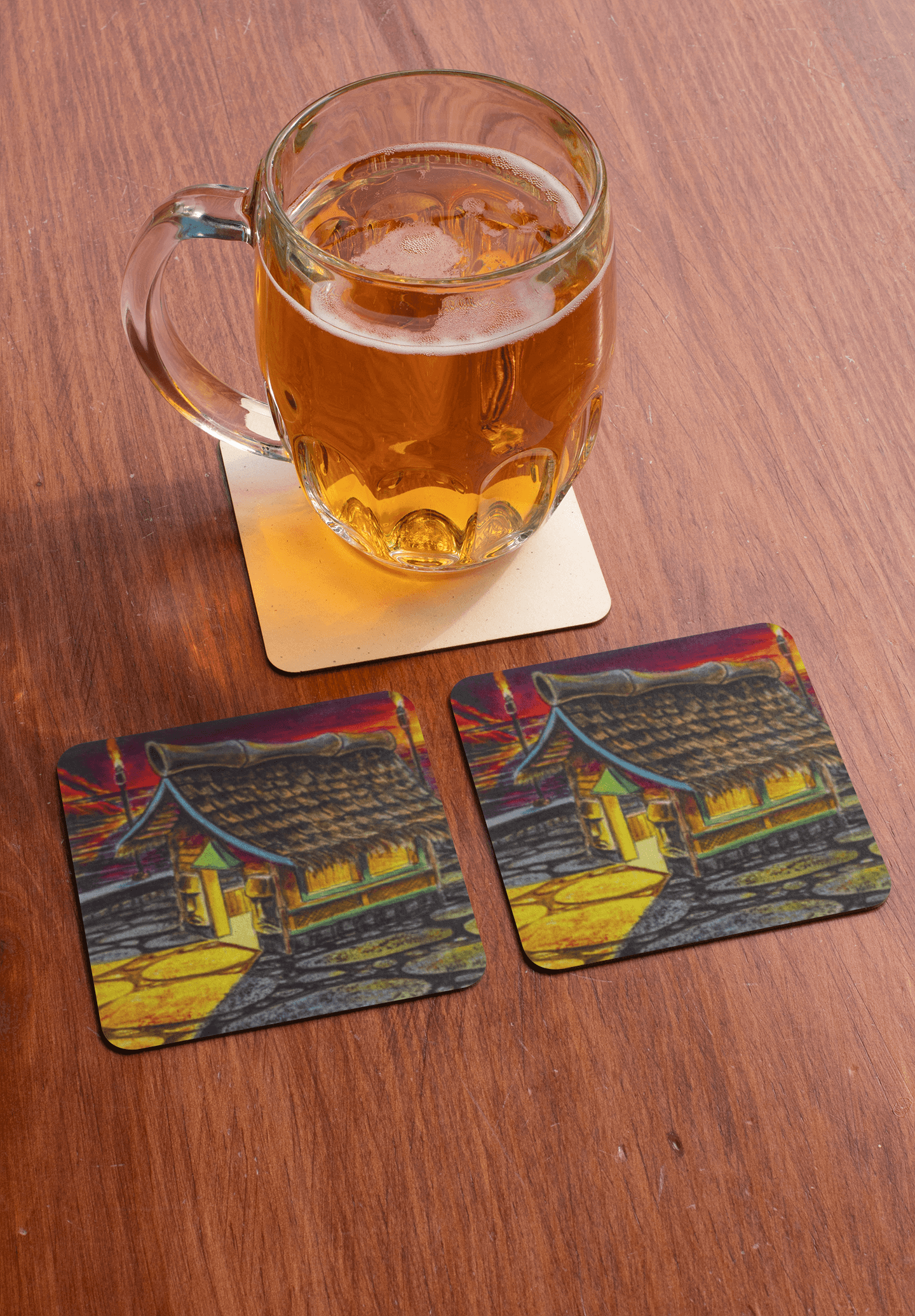 Island Tiki Hut - MaddK Studio - Drink coaster