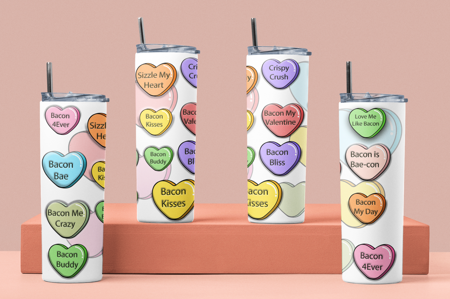 Bacon Lovers 20 ounce stainless steel double-wall vacuum insulation tumbler All bacon bacon lover bacon nation carnivore bacon Conversation heart coworker gift FB funny Funny Gifts funny mothers day gift for her Gift For Her Him mothers day gift stocking stuffer Valentines Day
