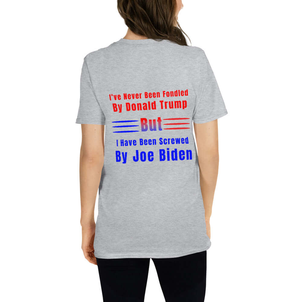 Screwed by Joe Biden - Short-Sleeve Unisex T-Shirt biden bidens america dads day Fahters day gift for dad gift for grandpa gift for her gift for him gift for husband gift for sister gift for wife hand made Handmade horrible designs horribledesigns liberal tears made in USA maga moms day moms gift small business super dad Trump Unique gift