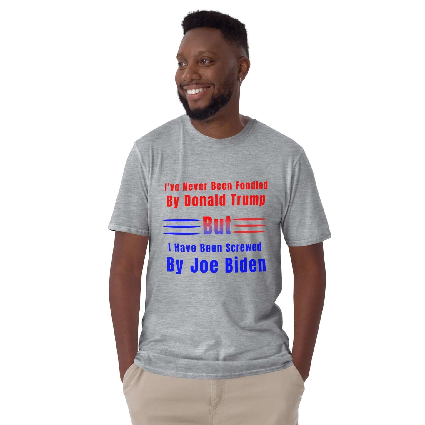Screwed by Joe Biden - Short-Sleeve Unisex T-Shirt biden bidens america dads day Fahters day gift for dad gift for grandpa gift for her gift for him gift for husband gift for sister gift for wife hand made Handmade horrible designs horribledesigns liberal tears made in USA maga moms day moms gift small business super dad Trump Unique gift