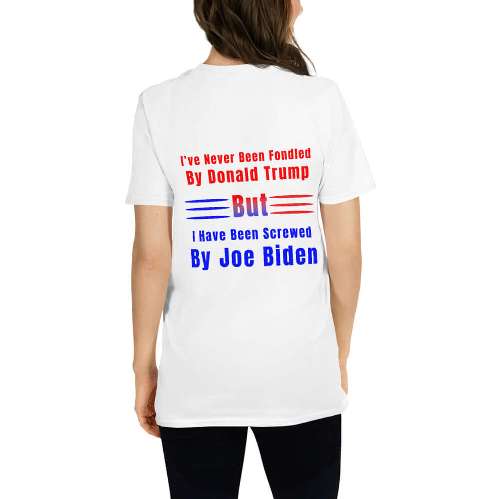 Screwed by Joe Biden - Short-Sleeve Unisex T-Shirt biden bidens america dads day Fahters day gift for dad gift for grandpa gift for her gift for him gift for husband gift for sister gift for wife hand made Handmade horrible designs horribledesigns liberal tears made in USA maga moms day moms gift small business super dad Trump Unique gift