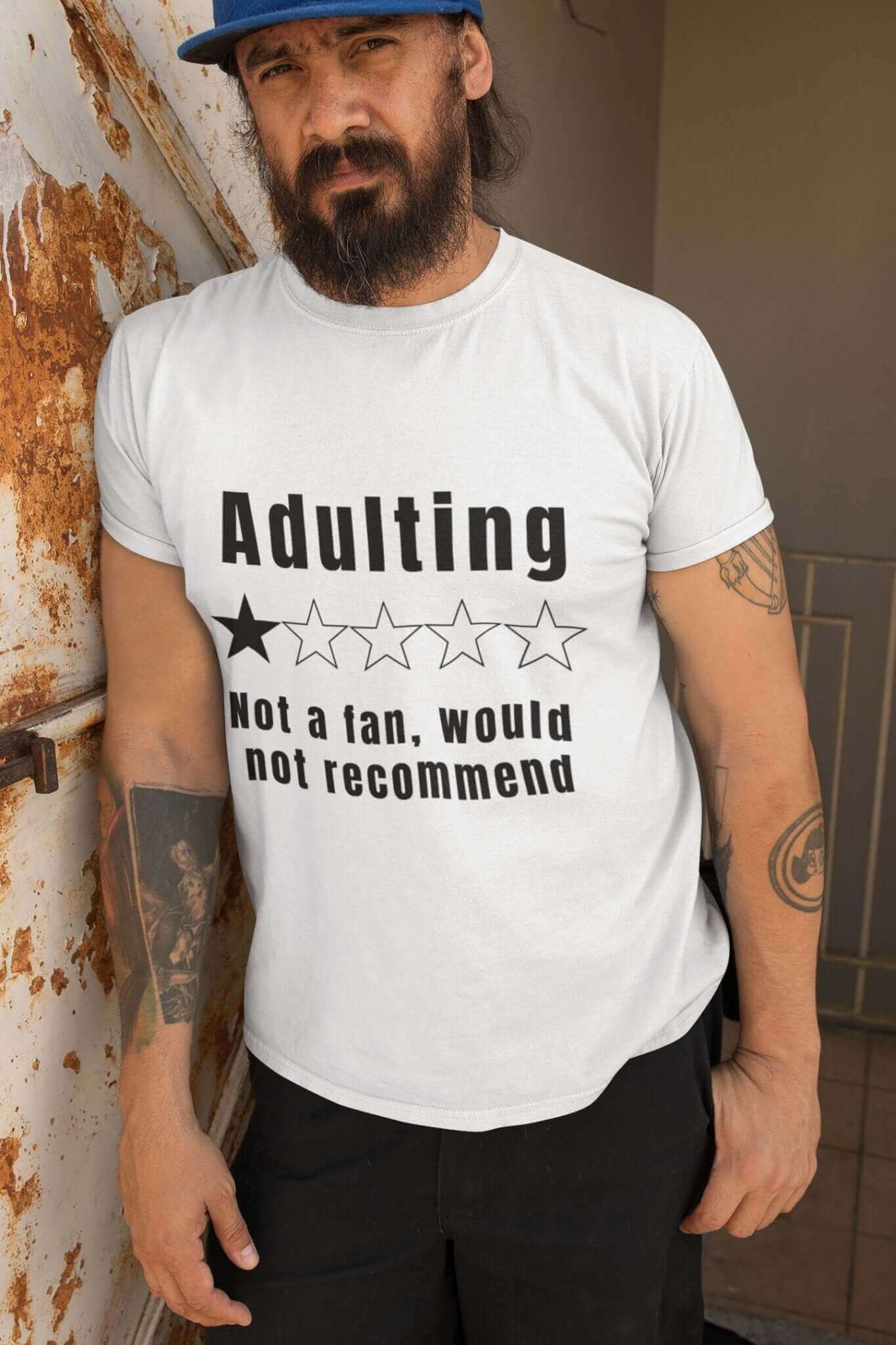 Adulting, not a fan would not recommend - Unisex Short-Sleeve T-Shirt All dads day gift FB gift for boyfriend gift for dad gift for grandpa gift for her gift for him gift for husband gift for mom gift for sister gift for wife gift idea moms gift mothers day gift school gift teacher gift Unique gift