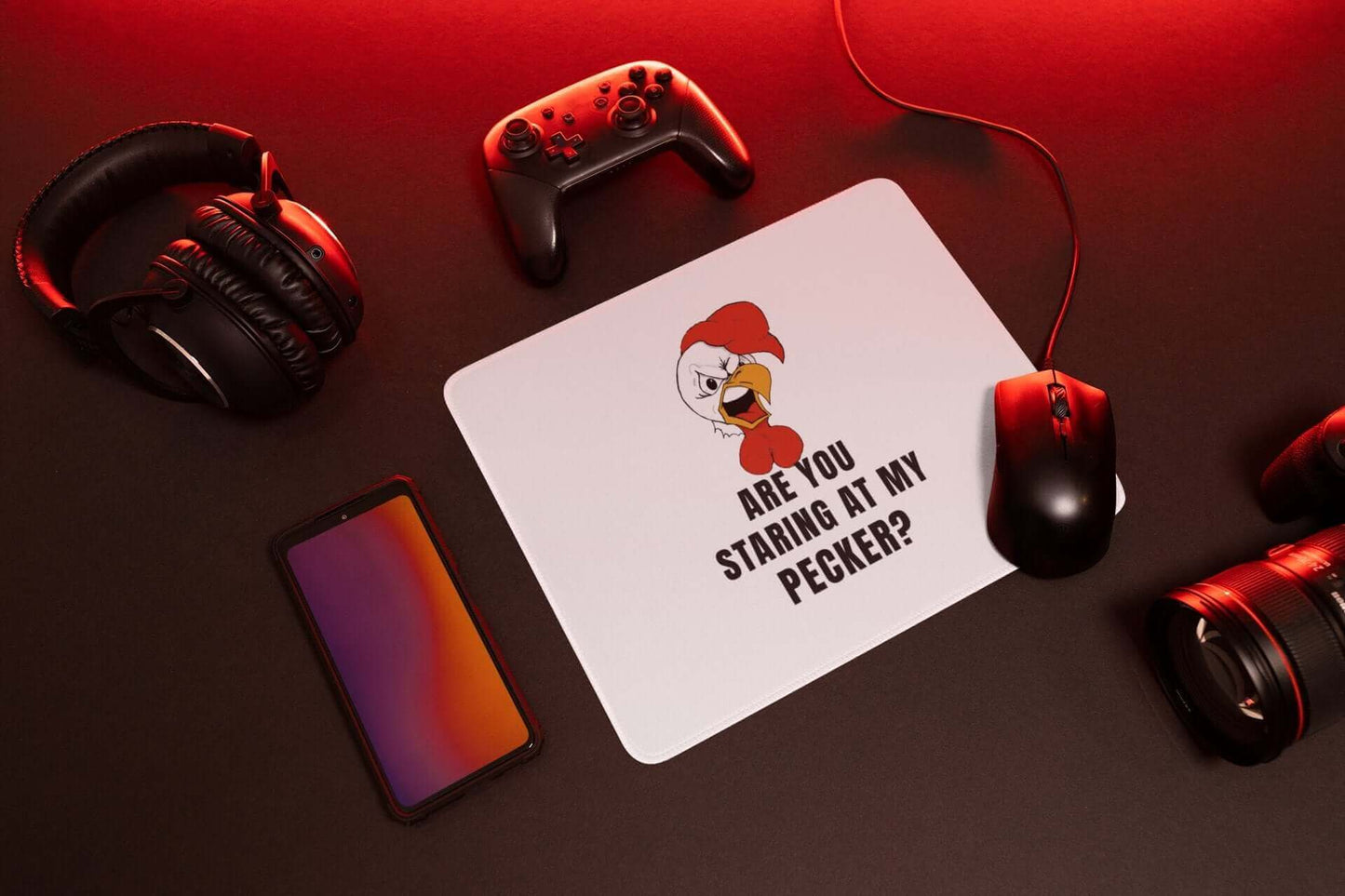 Are you staring at my PECKER ? - Mouse pad All beak computer dick FB funny mouse pad horrible mouse pad mouse mouse pad pad pecker penis rooster schlong