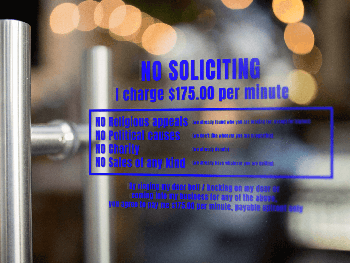 No Soliciting vinyl decal for door window adult All cute dad dads day dads day gift Die cut stickers door decal Fahters day fathers day FB funny funny sticker gift for dad gift for grandpa gift for her gift for him gift for mom gift for sister gift for wife go away hand made Handmade jehovah witness leave me alone made in USA meme sticker moms day moms gift mothers day no soliciting religion small business Small Business Made sticker stickers Vinyl decals vinyl sticker water proof sticker window decal
