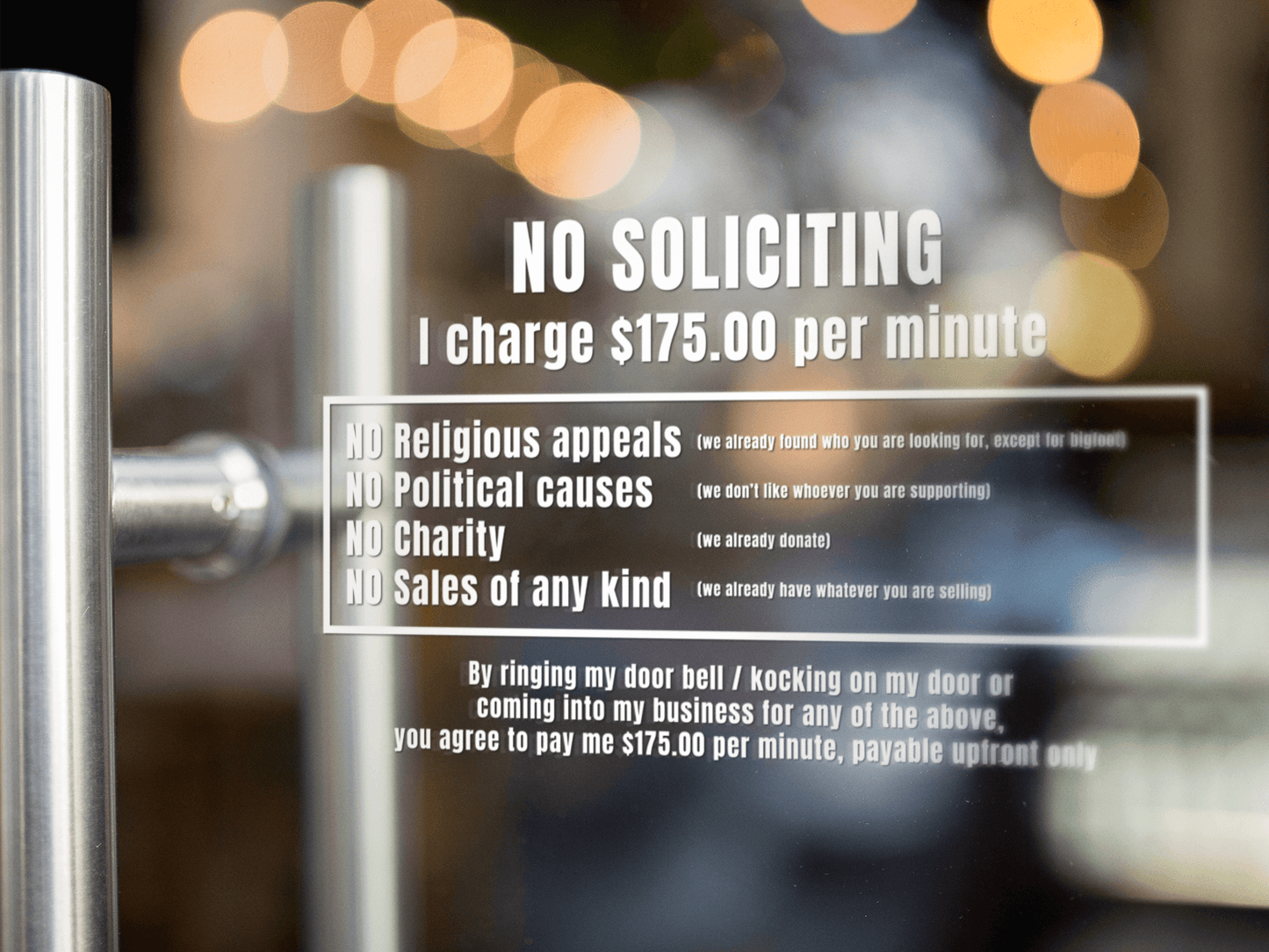 No Soliciting vinyl decal for door window adult All cute dad dads day dads day gift Die cut stickers door decal Fahters day fathers day FB funny funny sticker gift for dad gift for grandpa gift for her gift for him gift for mom gift for sister gift for wife go away hand made Handmade jehovah witness leave me alone made in USA meme sticker moms day moms gift mothers day no soliciting religion small business Small Business Made sticker stickers Vinyl decals vinyl sticker water proof sticker window decal
