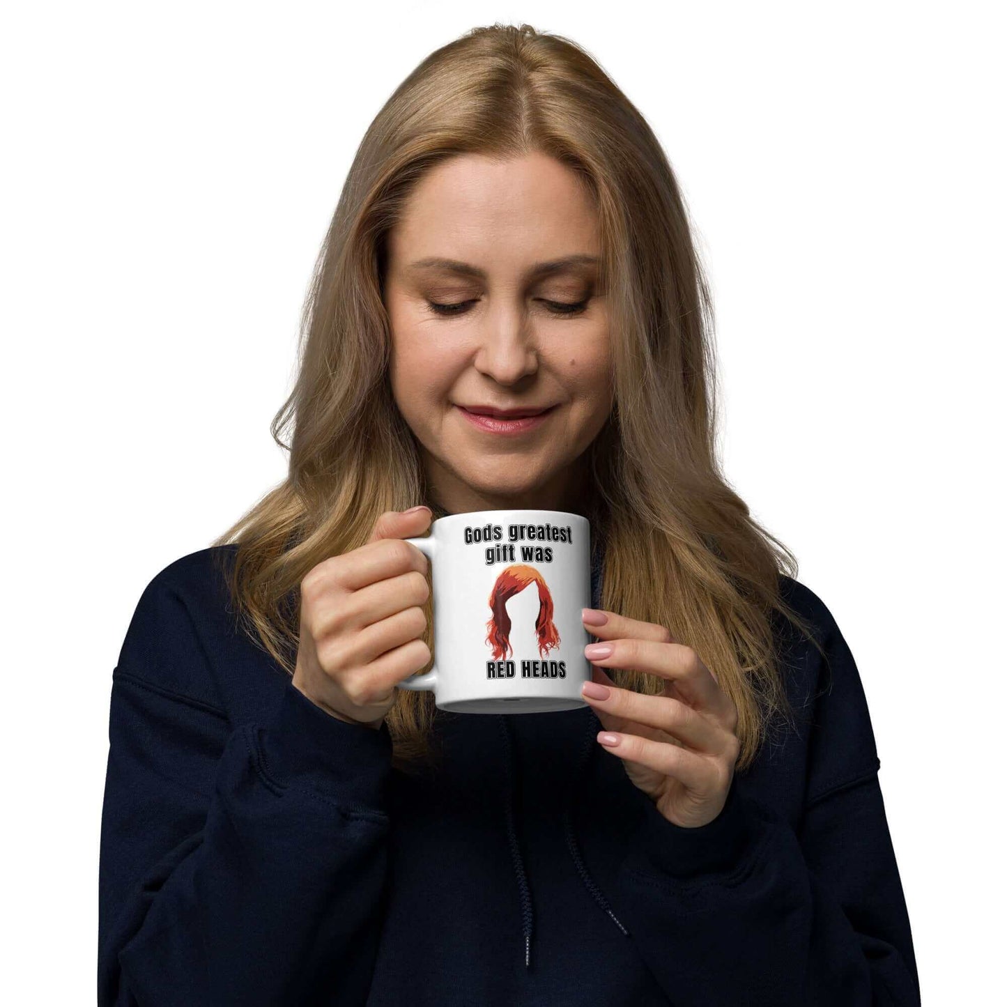 Gods greatest gift was RED HEADS - White glossy mug - Horrible Designs