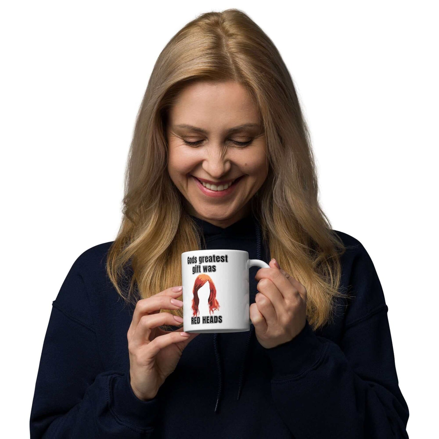 Gods greatest gift was RED HEADS - White glossy mug - Horrible Designs