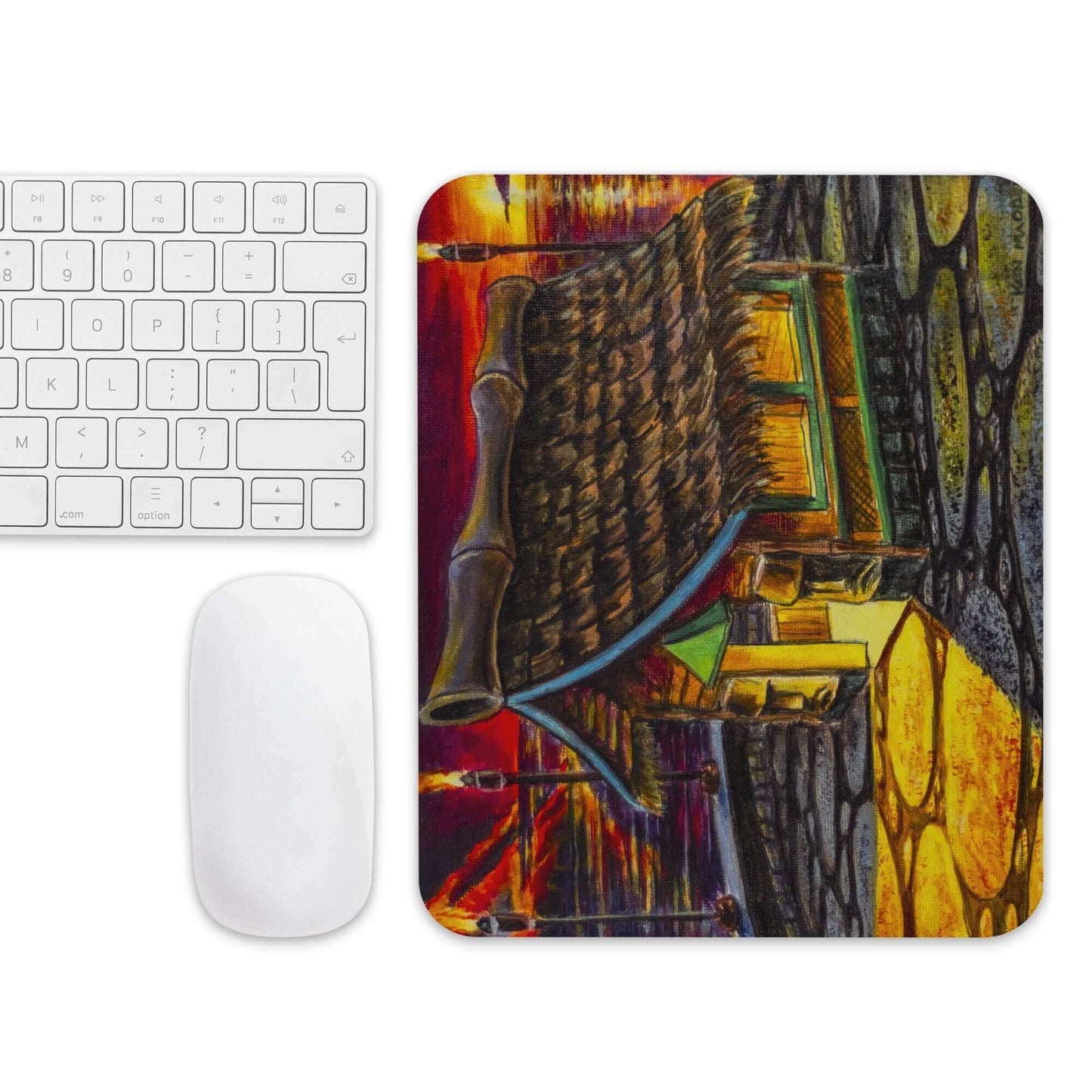 Island Tiki Hut - MaddK Studio - Mouse pad All FB MaddK Tiki Tiki art Tiki Bar Tiki Hut Tiki Island Tiki Lounge Tiki Painting Tiki Village