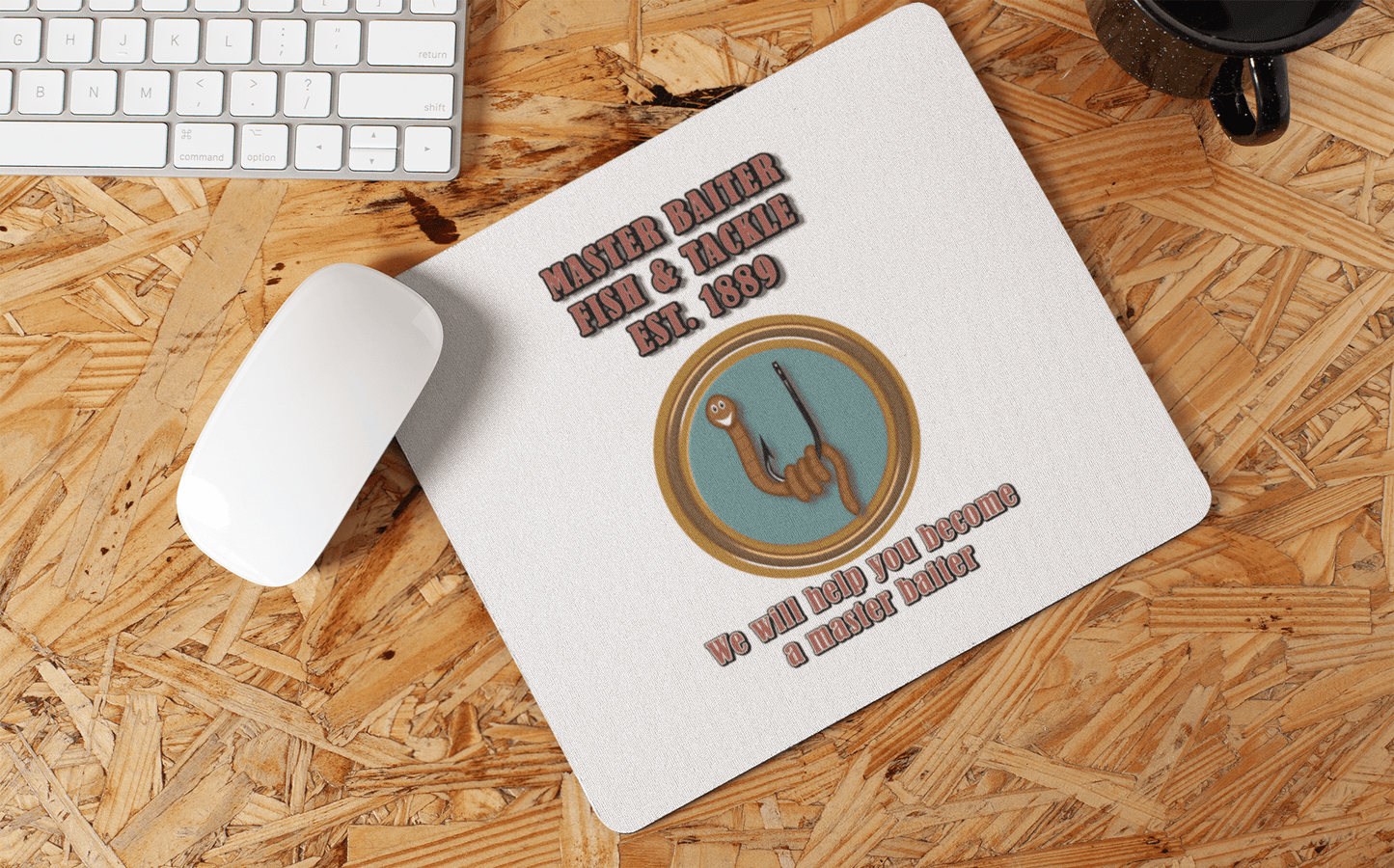 Master Baiting fish and tackle - Mouse Pad All fake company FB fish and tackle Fishing fishing store funny fishing funny mouse pad master bait master baiting masturbate mouse pad