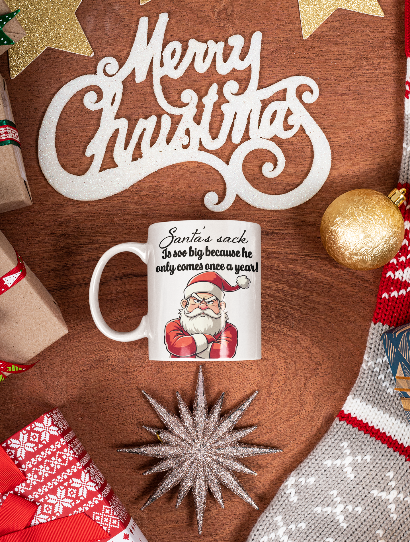 Santa's sack is soo big because he only comes once a year All ballsack Caffeine Christmas gift FB gift for mom gift for wife Java Mocha nut sack nut sax Nuts Nuttin nutz Santa stocking stuffer