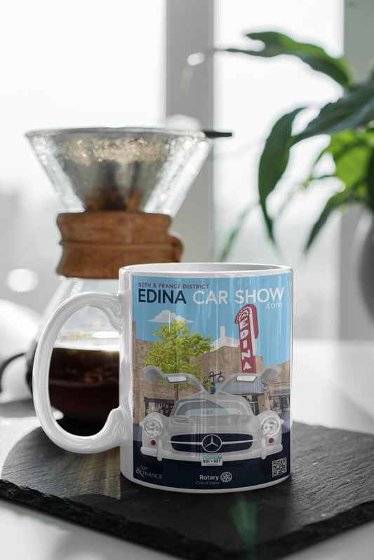 Edina Car Show White glossy mug All Caffeine Car Show Coffee Time Edina FB Java Mocha