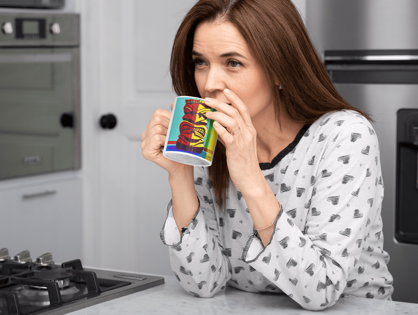 Restless Idol - featuring the artwork of MaddK studio - White glossy mug
