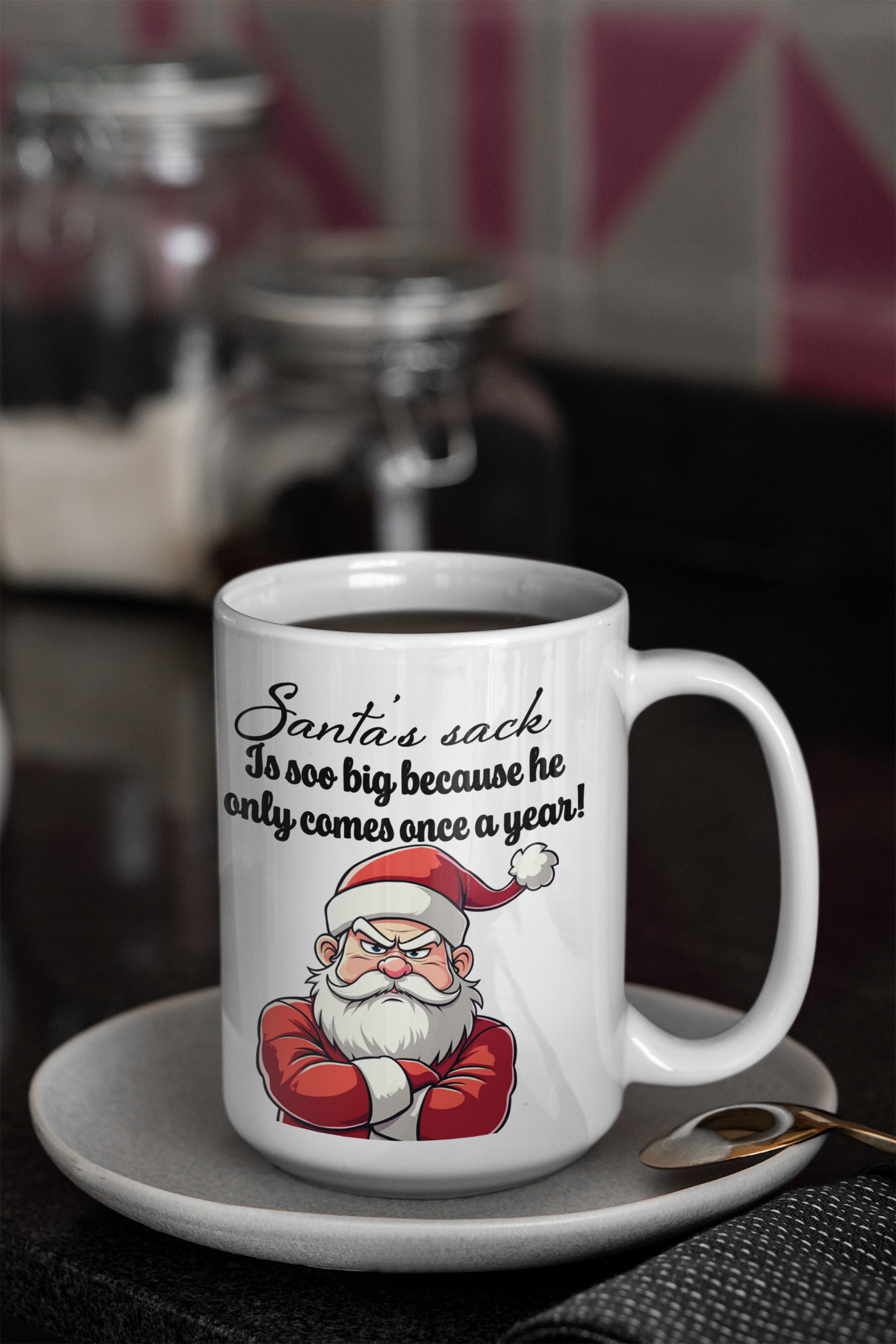 Santa's sack is soo big because he only comes once a year All ballsack Caffeine Christmas gift FB gift for mom gift for wife Java Mocha nut sack nut sax Nuts Nuttin nutz Santa stocking stuffer