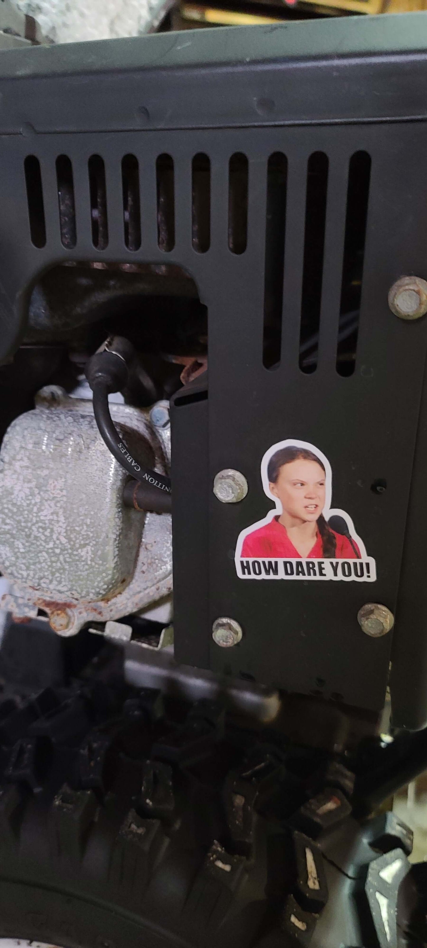 How DARE you - Bubble-free sticker for your gas tank / lawn mower / snow blower / leaf blower / gas engine
