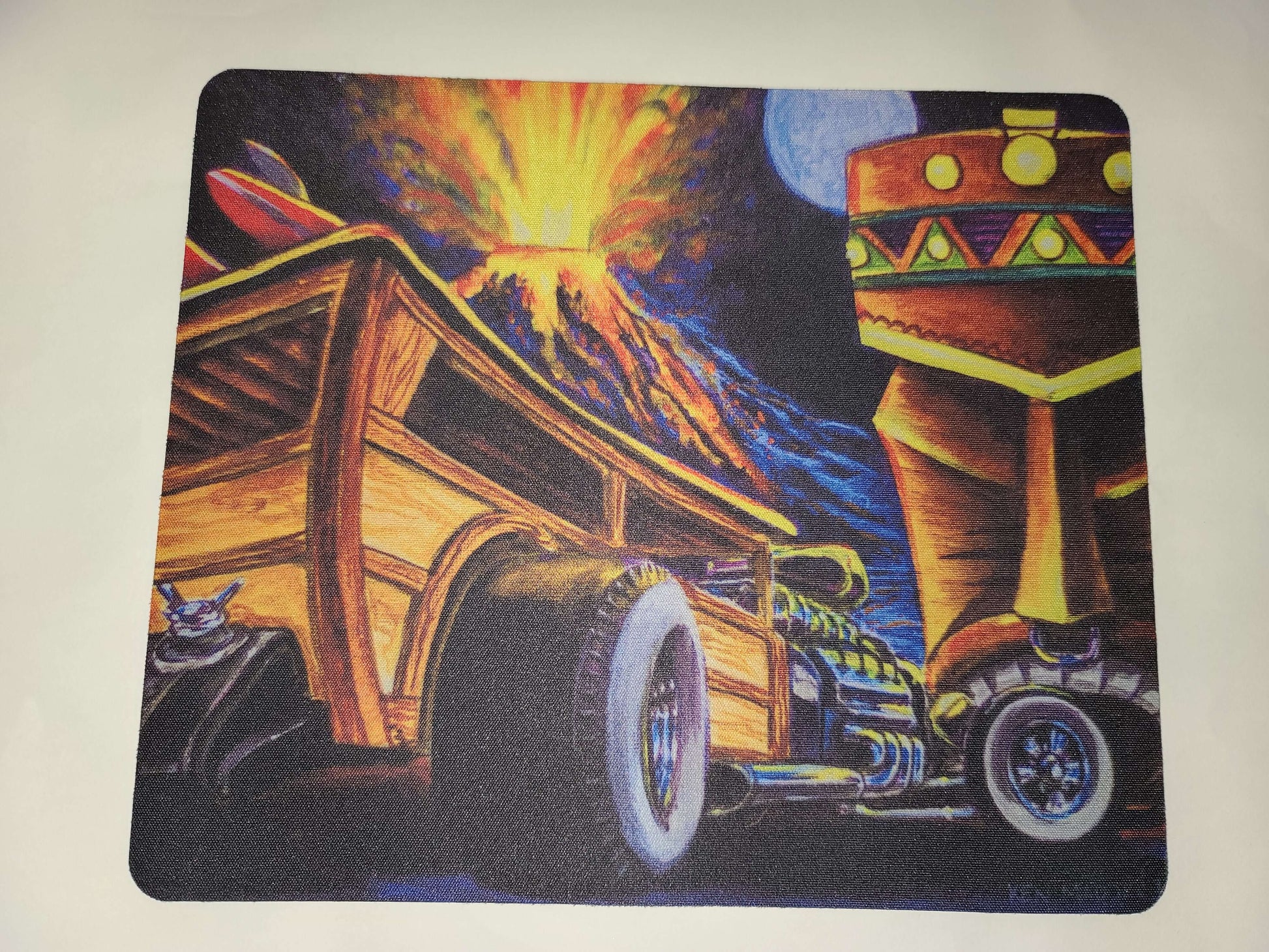 Surf Woody- MaddK Studio - Mouse pad MaddK Race Car Tiki Tiki art Tiki Bar Tiki Hut Tiki Island Tiki Lounge Tiki Painting Tiki Village Volcano