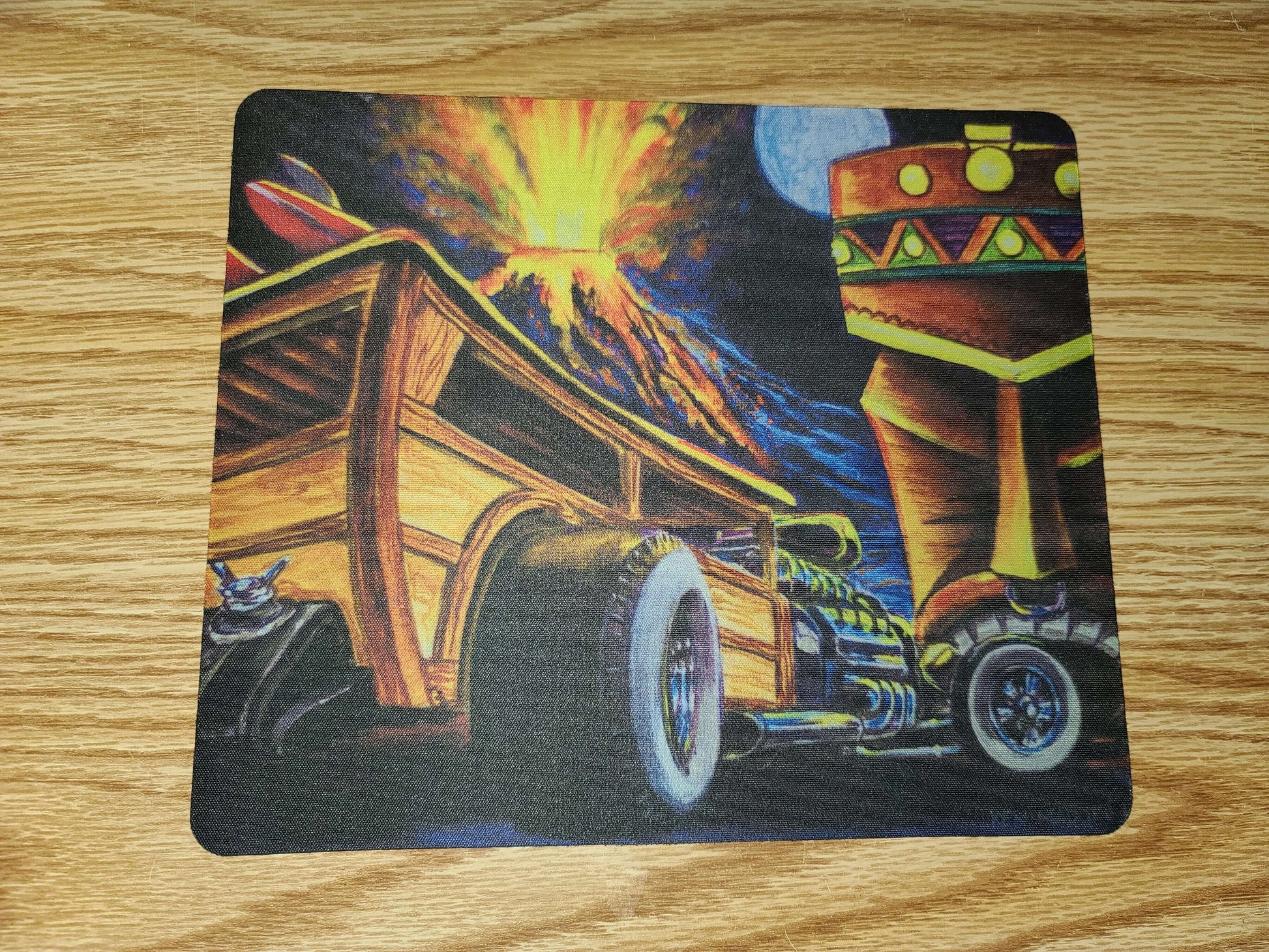 Surf Woody- MaddK Studio - Mouse pad MaddK Race Car Tiki Tiki art Tiki Bar Tiki Hut Tiki Island Tiki Lounge Tiki Painting Tiki Village Volcano