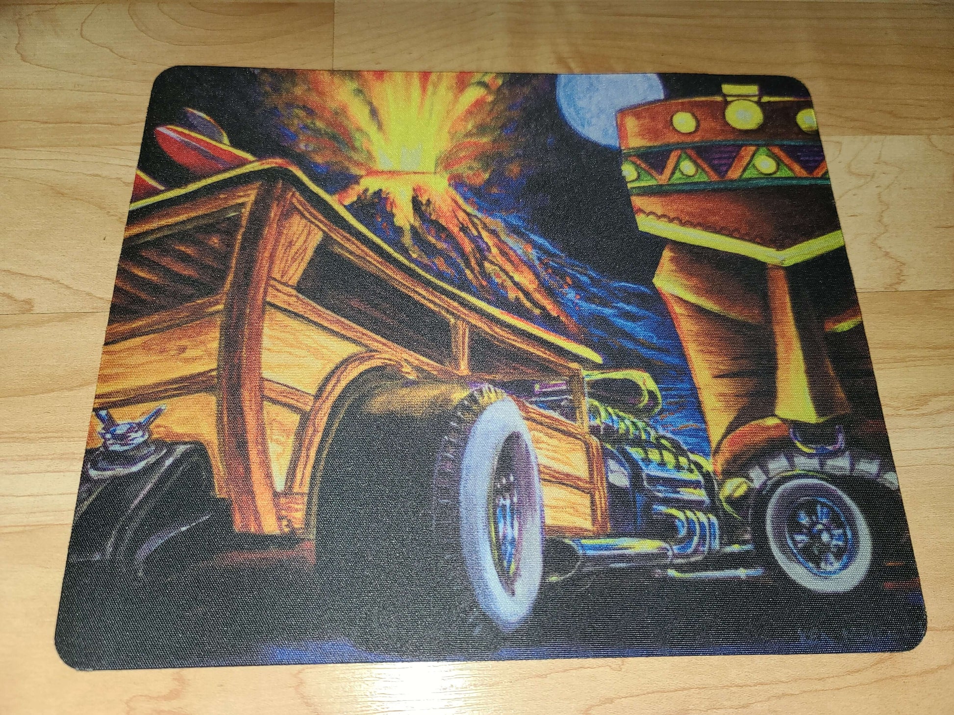 Surf Woody- MaddK Studio - Mouse pad MaddK Race Car Tiki Tiki art Tiki Bar Tiki Hut Tiki Island Tiki Lounge Tiki Painting Tiki Village Volcano