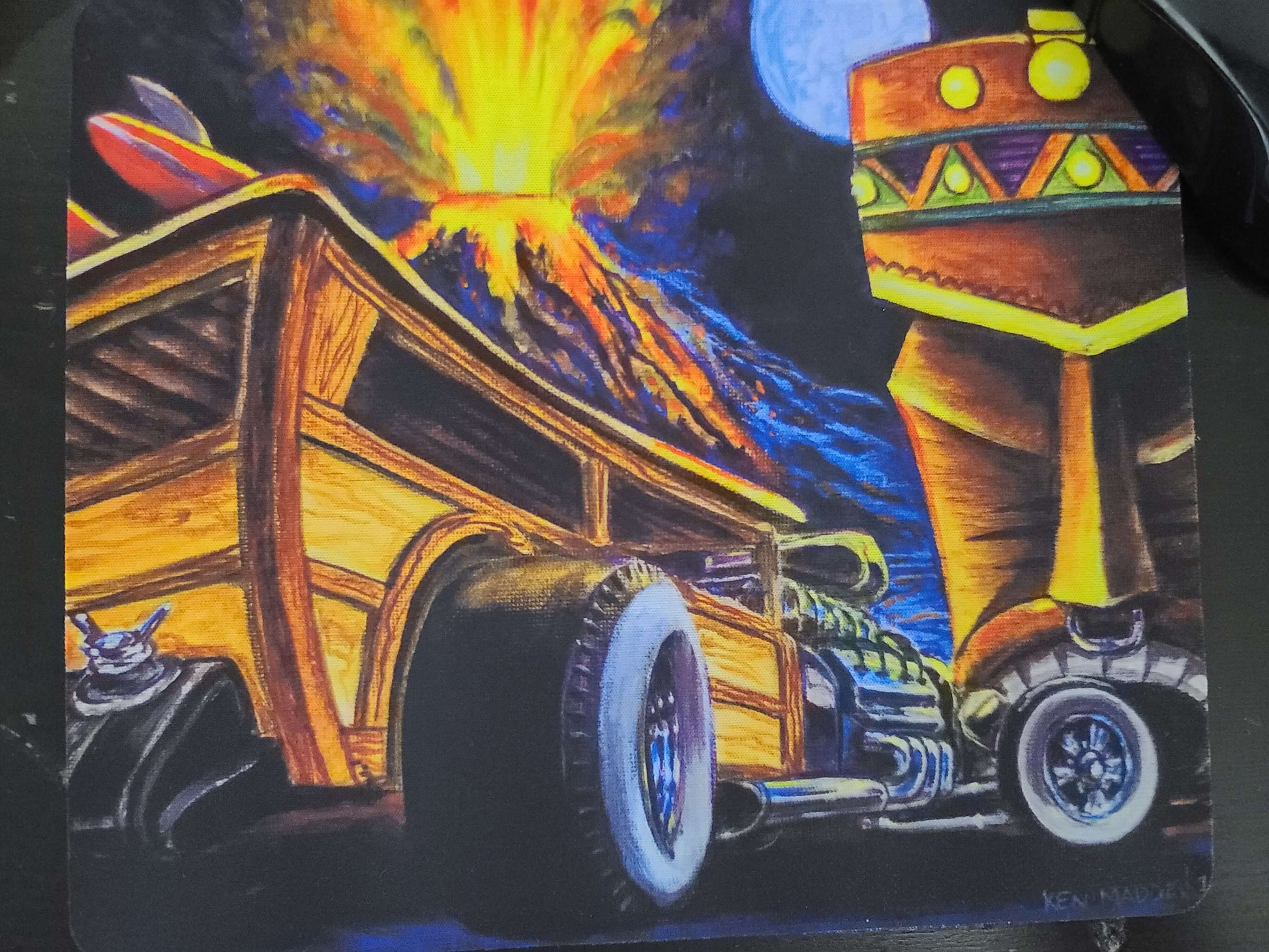 Surf Woody- MaddK Studio - Mouse pad MaddK Race Car Tiki Tiki art Tiki Bar Tiki Hut Tiki Island Tiki Lounge Tiki Painting Tiki Village Volcano