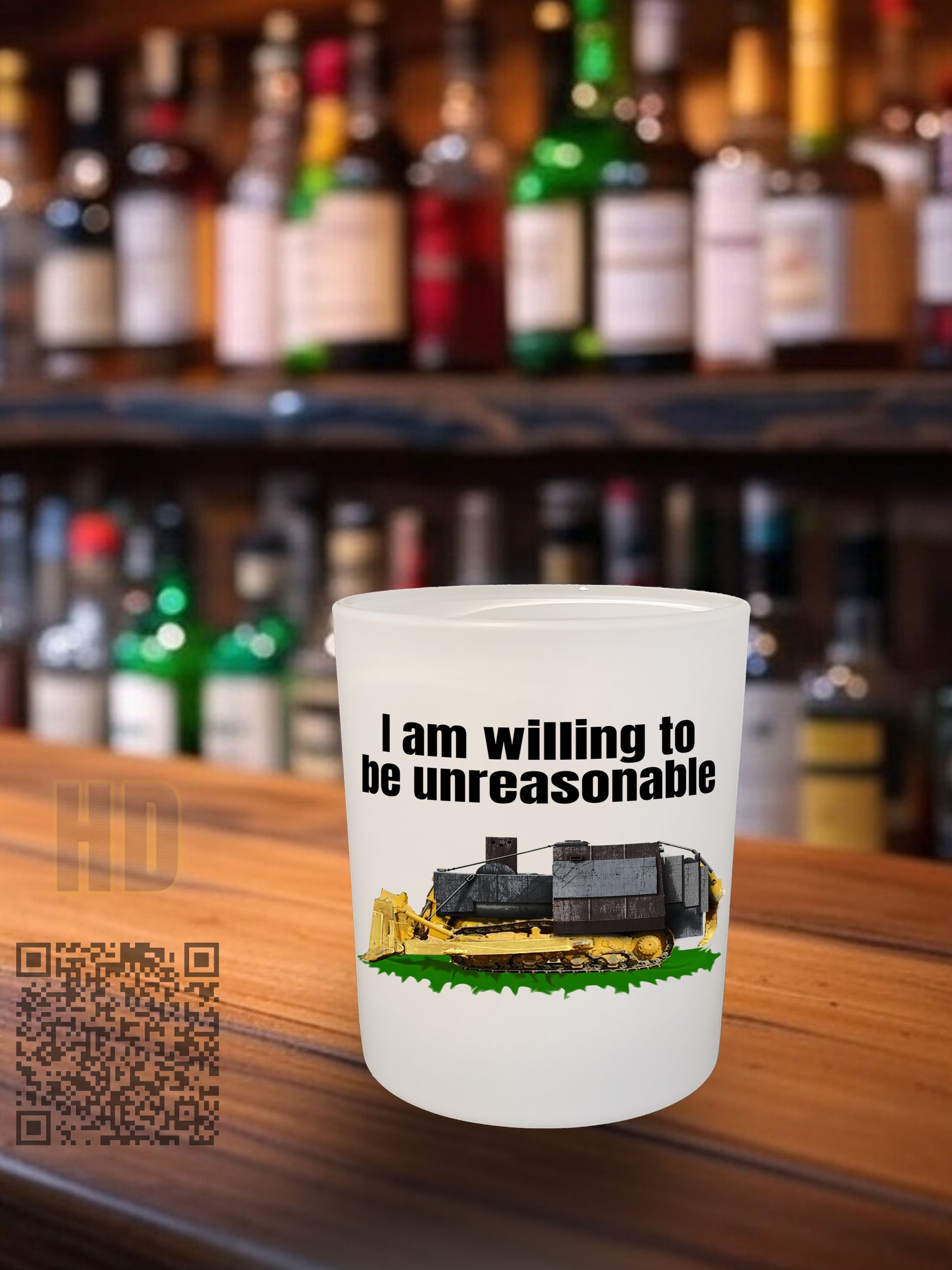 I am willing to be unreasonable 10.25 ounce rock glass All FB