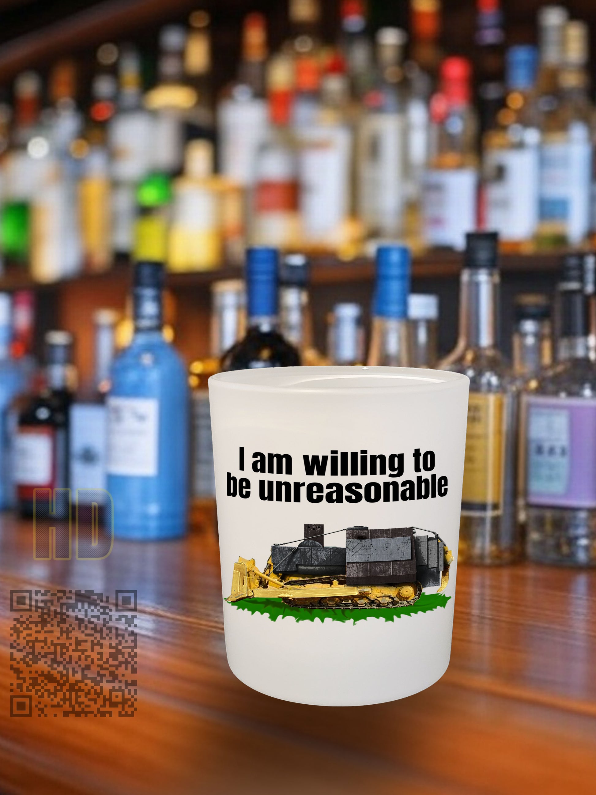 I am willing to be unreasonable 10.25 ounce rock glass All FB