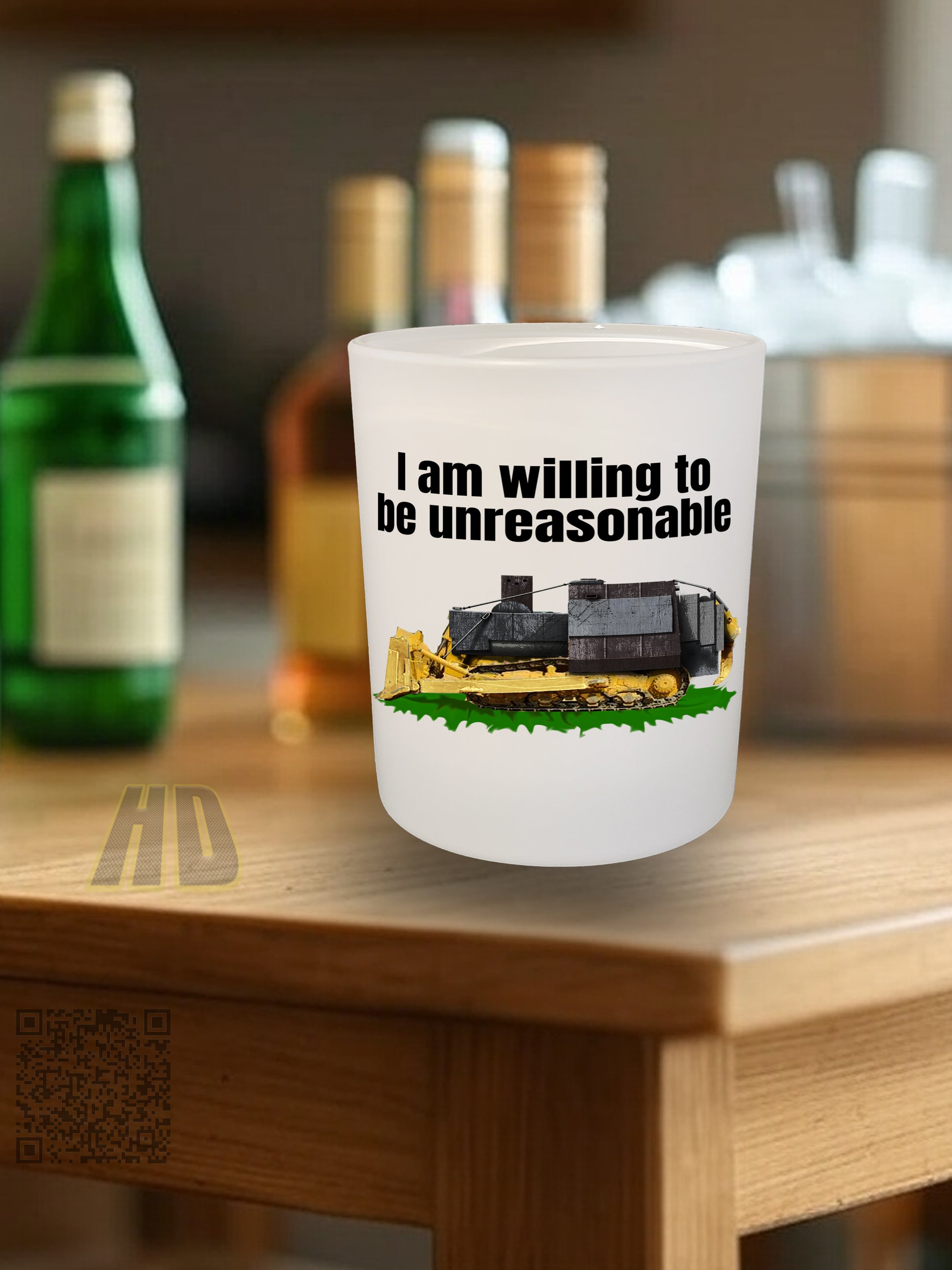 I am willing to be unreasonable 10.25 ounce rock glass All FB