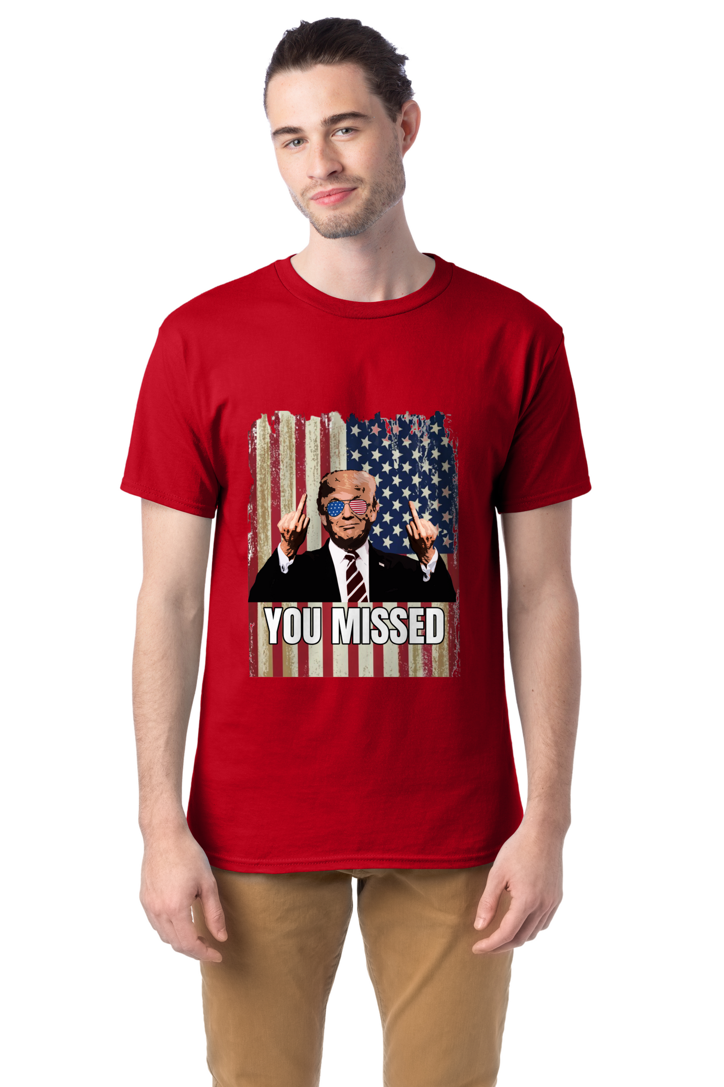 Trump you missed me middle fingers up unisex T-Shirt Christmas gift dads day gift gift for dad gift for grandpa gift for her gift for him gift for mom gift for sister gift for wife Lincoln Continental maga moms gift Panther Trump Trump 2024 Unique gift