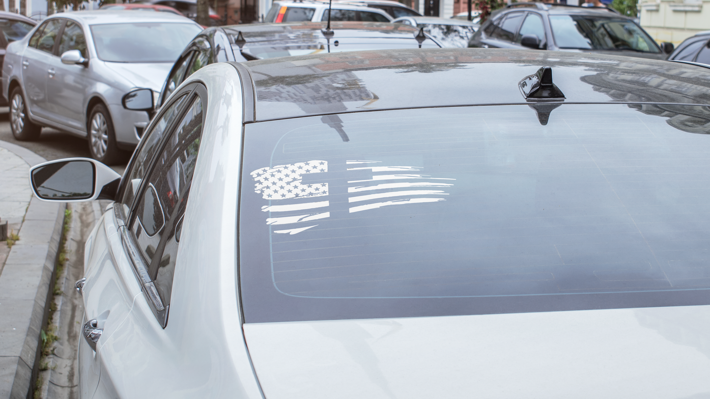 US Flag with cross- Vinyl Sticker - decal