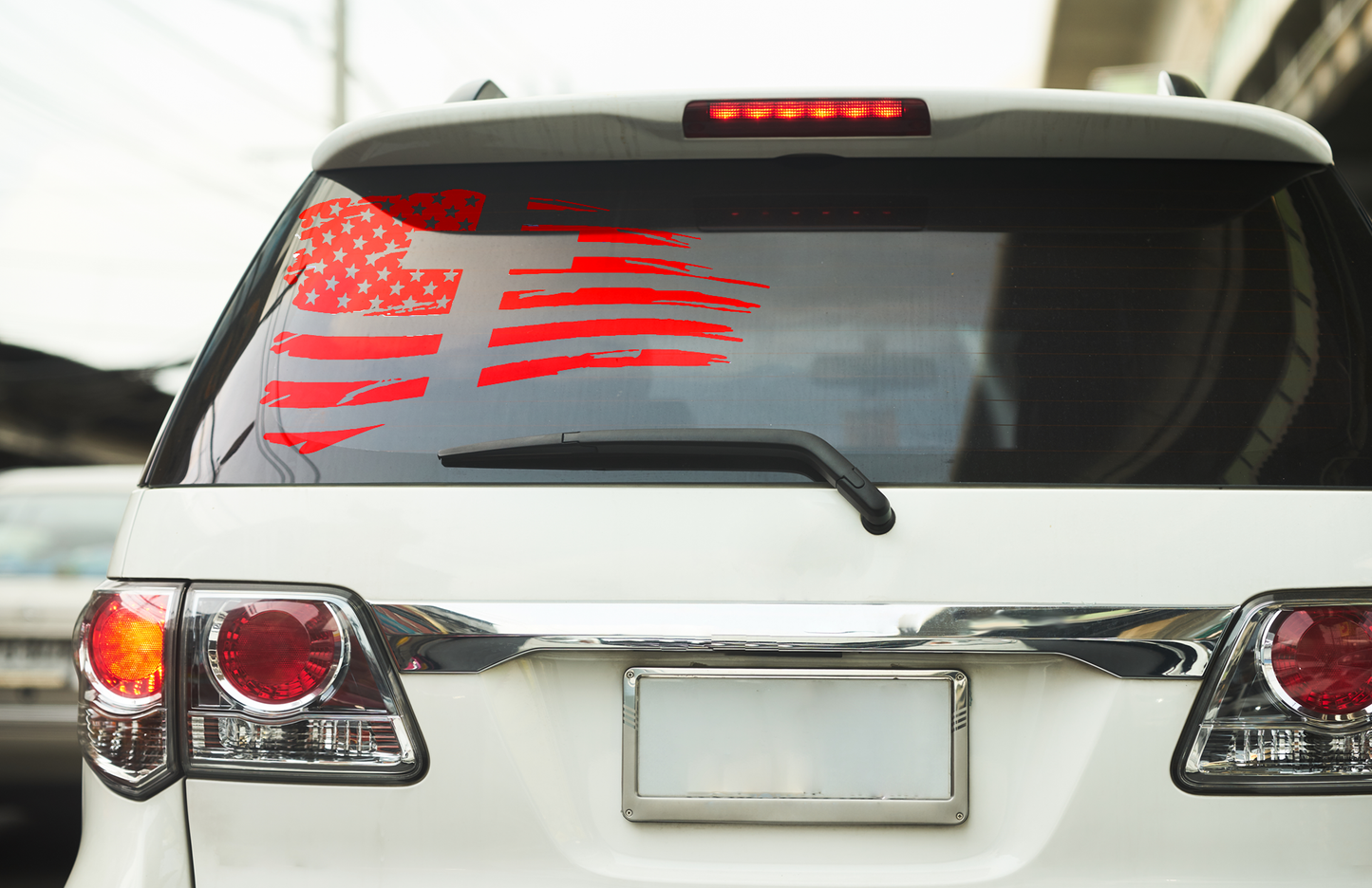 US Flag with cross- Vinyl Sticker - decal